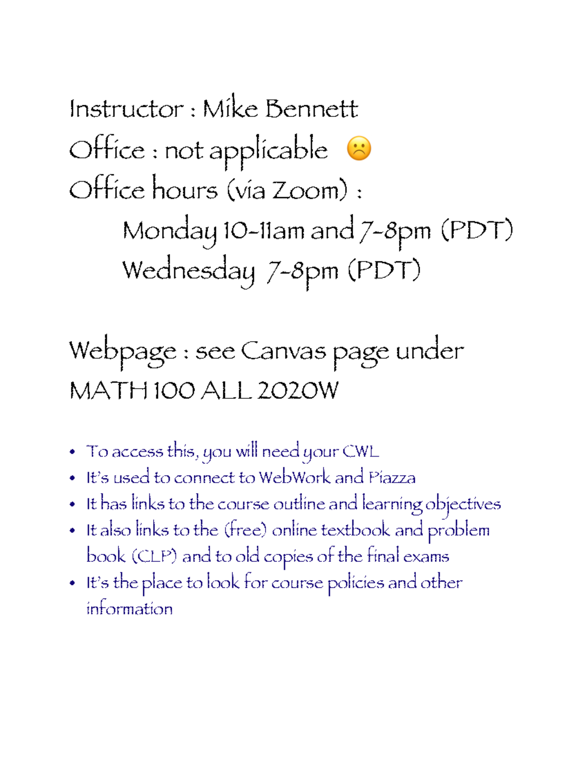 Math 100 lecture notes-updated Oct 14 - Instructor : Mike Bennett ...