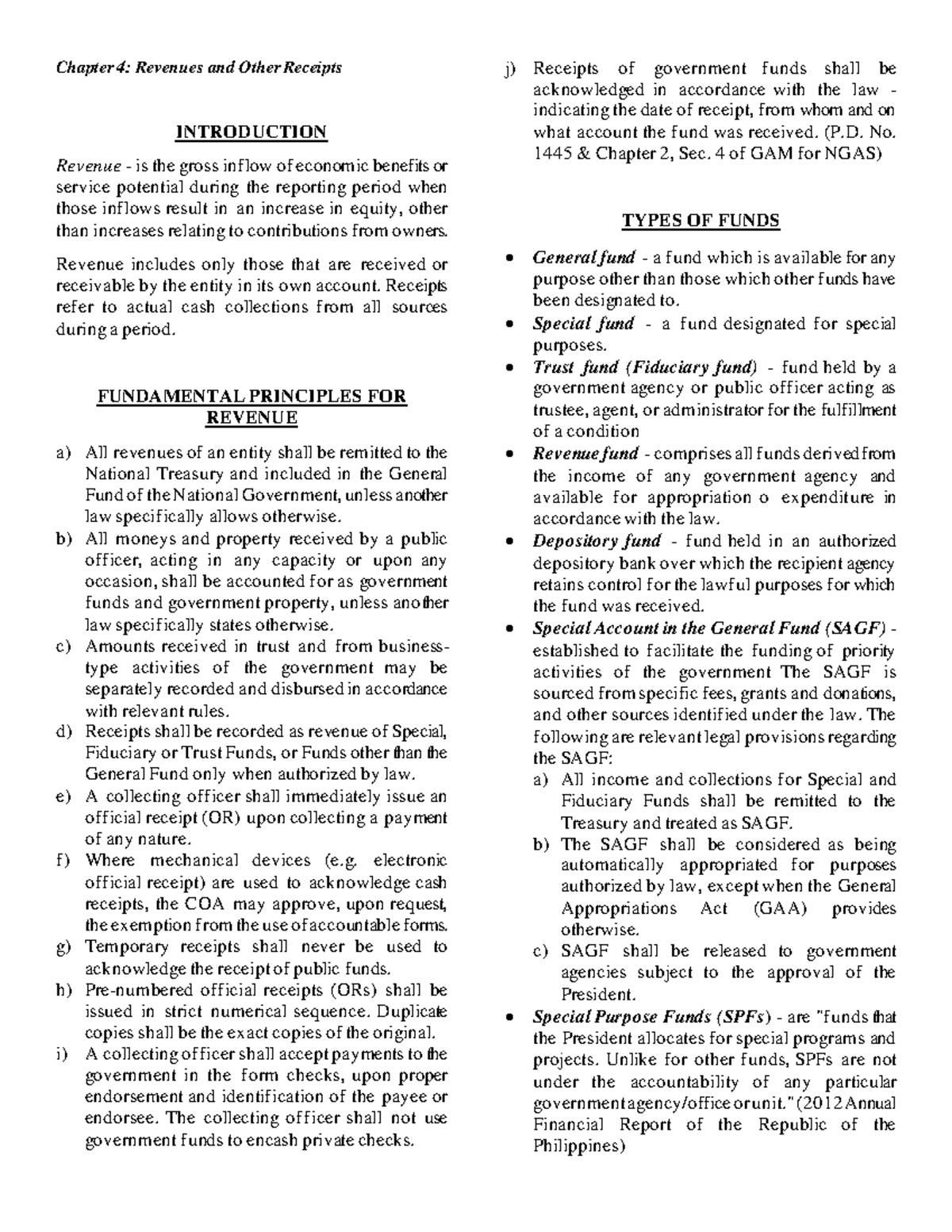 Chapter 4 Revenues And Other Receipts Chapter 4 Revenues And Other 