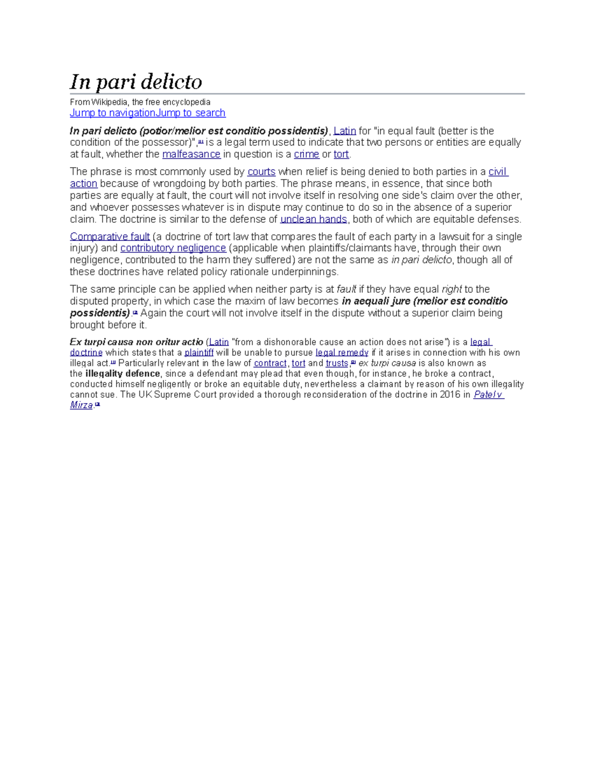 In pari delicto - Materials - In pari delicto From Wikipedia, the free ...