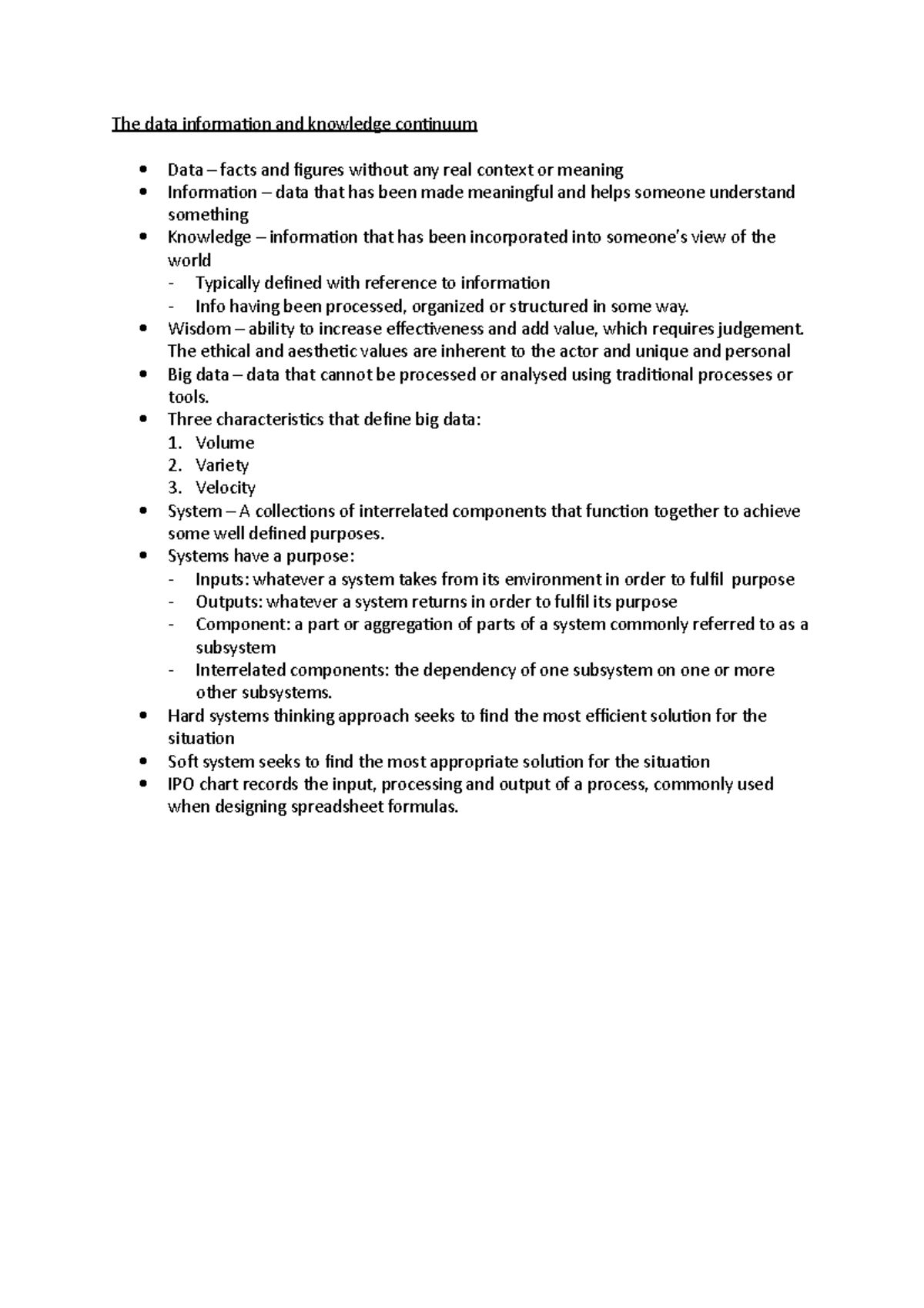 WEEK 2 BIS Lecture Notes - The data information and knowledge continuum ...