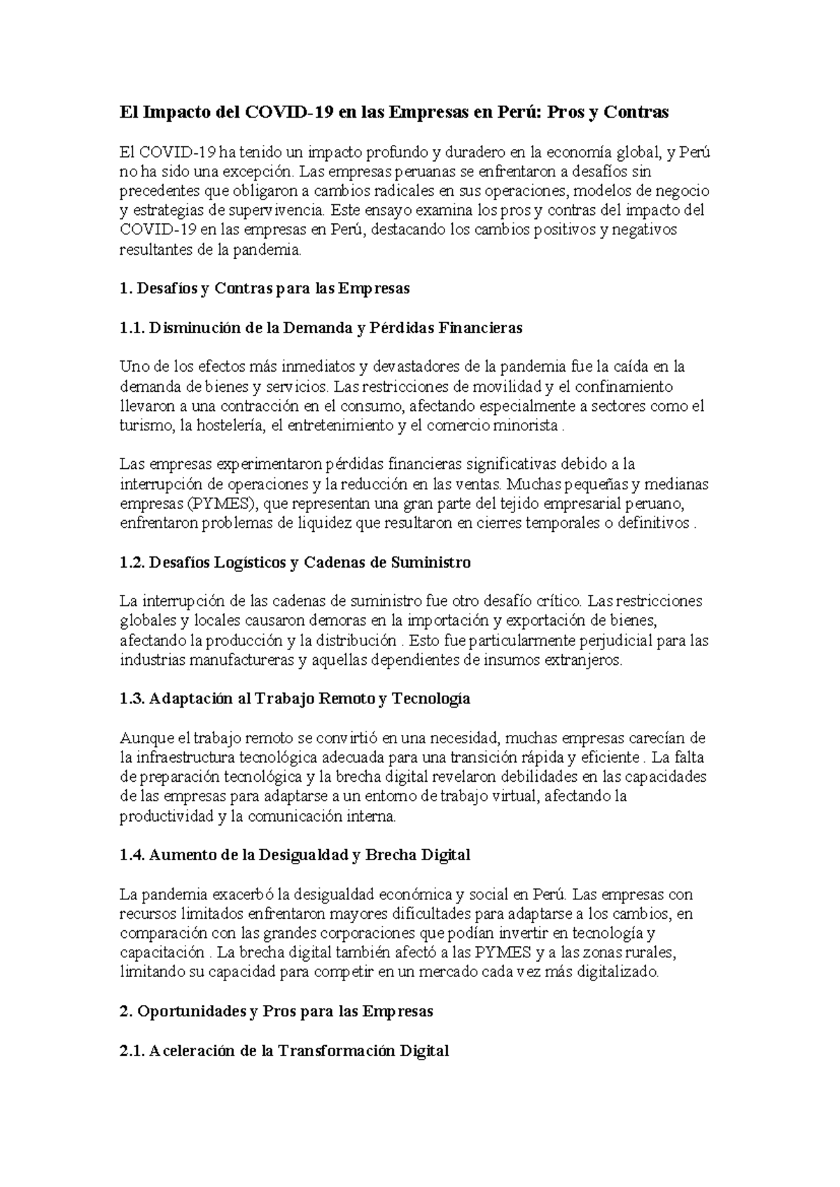 El Impacto del Covid - El Impacto del COVID-19 en las Empresas en Perú ...