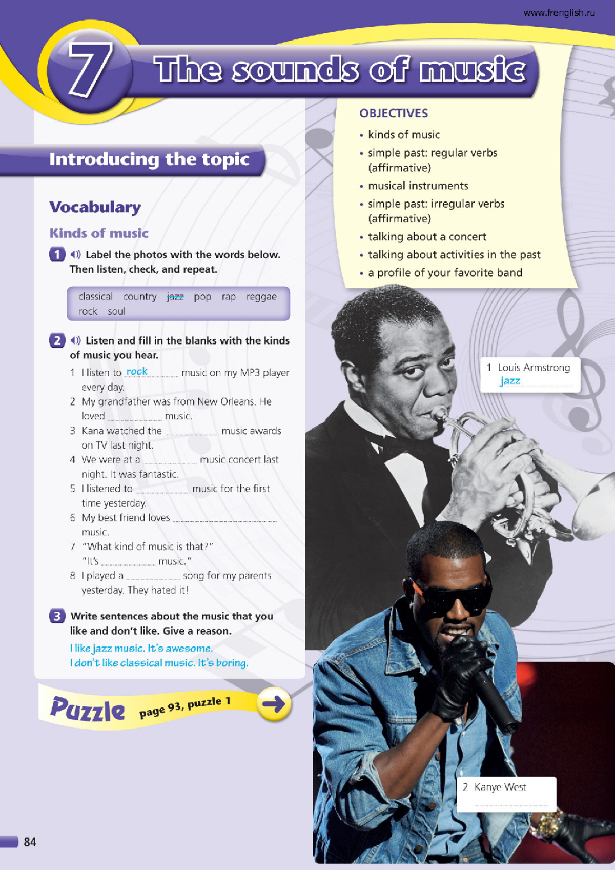 Engage 1 SB WB www.frenglish.ru - Units 7-8 - 7 The sounds of music ...