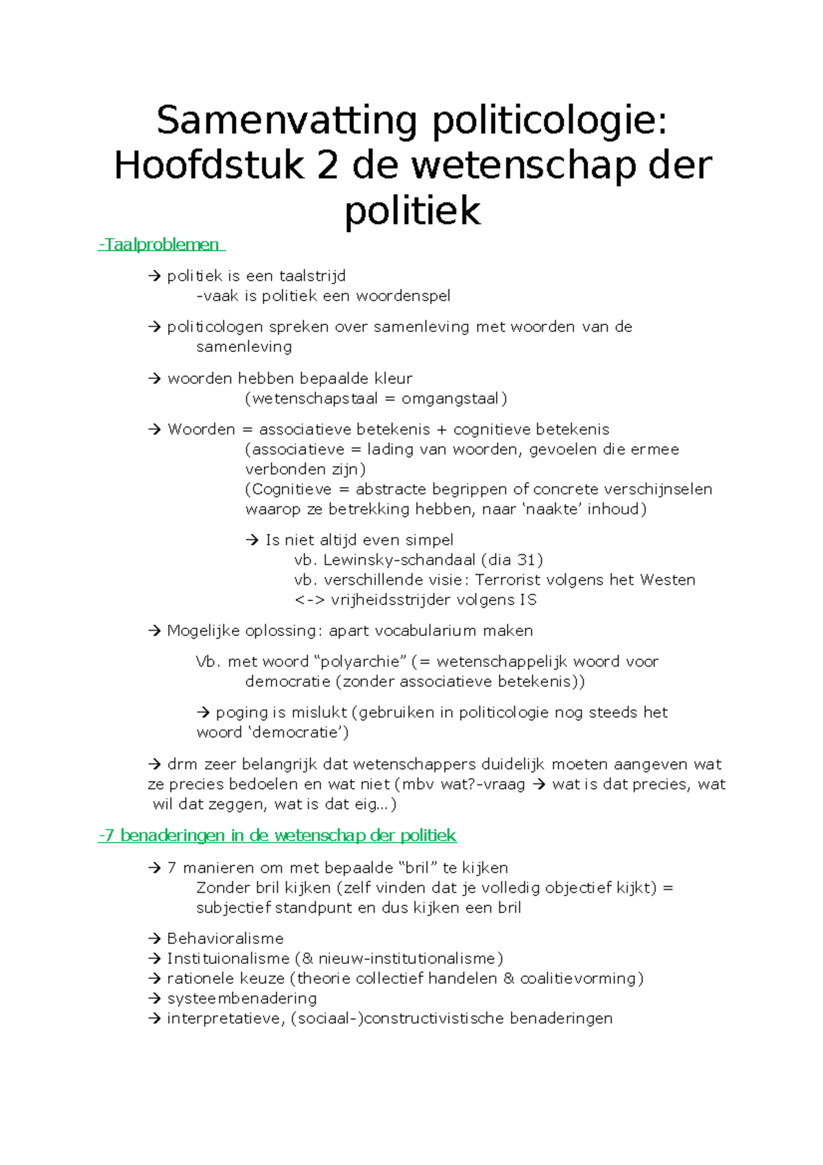 Hoofdstuk 2 De Wetenschap Der Politiek (aantekeningen) - Samenvatting ...