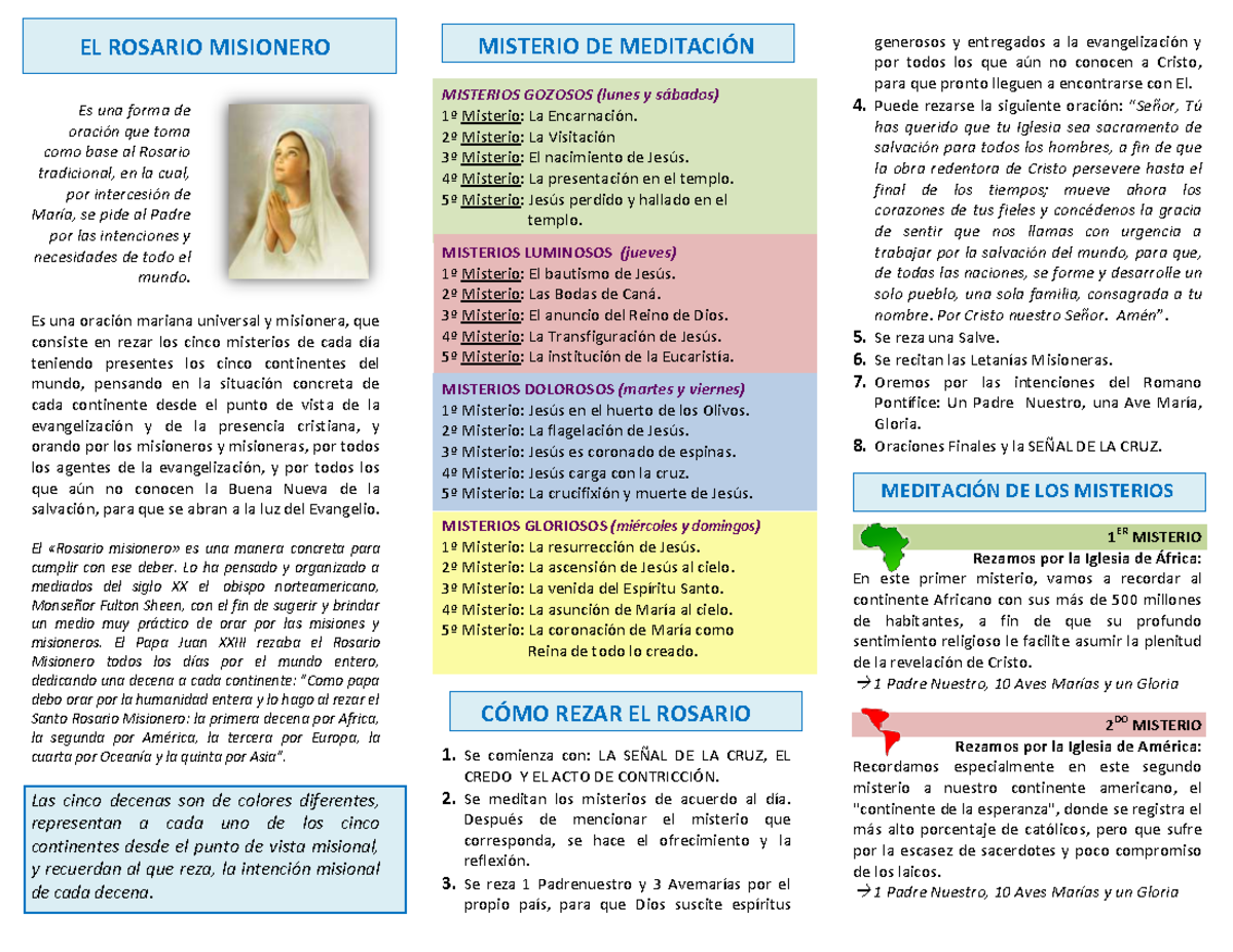 El-Rosario-Misionero - EL ROSARIO MISIONERO Es una forma de oraciÛn que