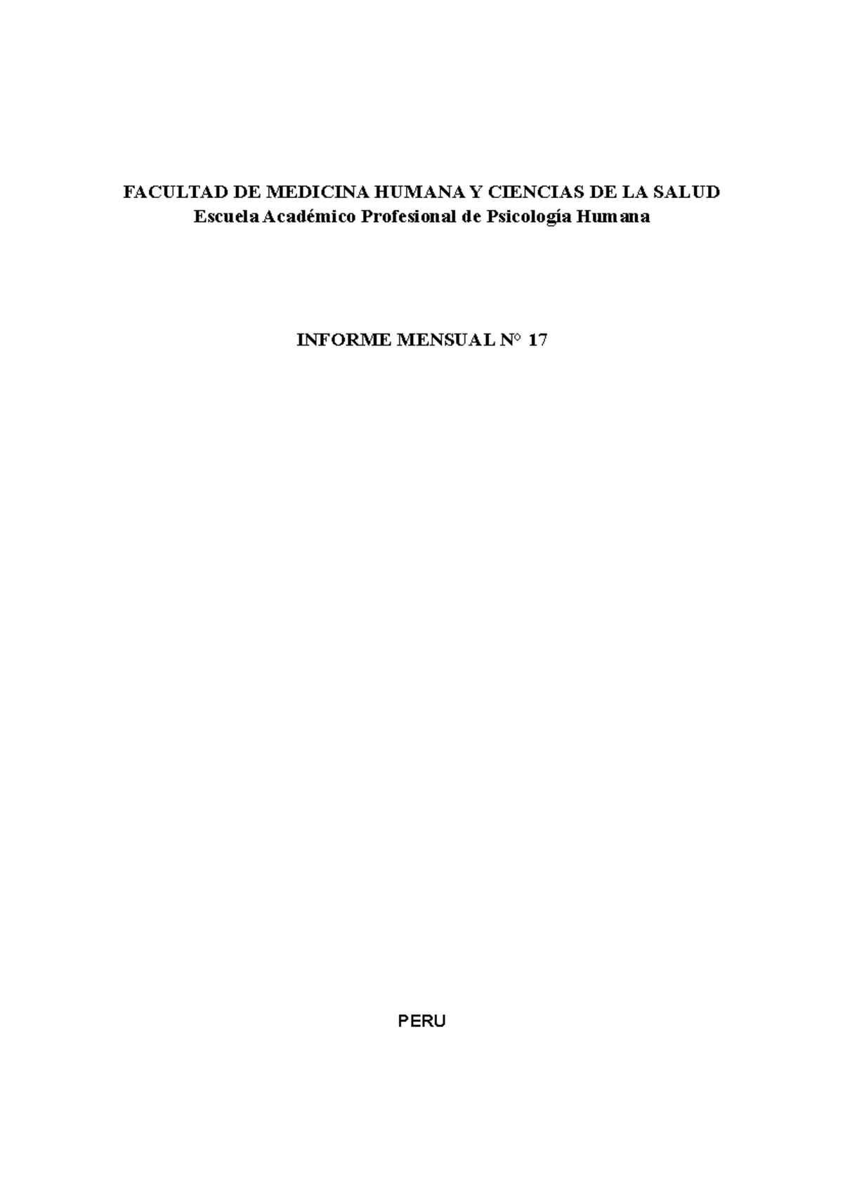 Modelo de informe psicologico educativo - FACULTAD DE MEDICINA HUMANA Y  CIENCIAS DE LA SALUD Escuela - Studocu