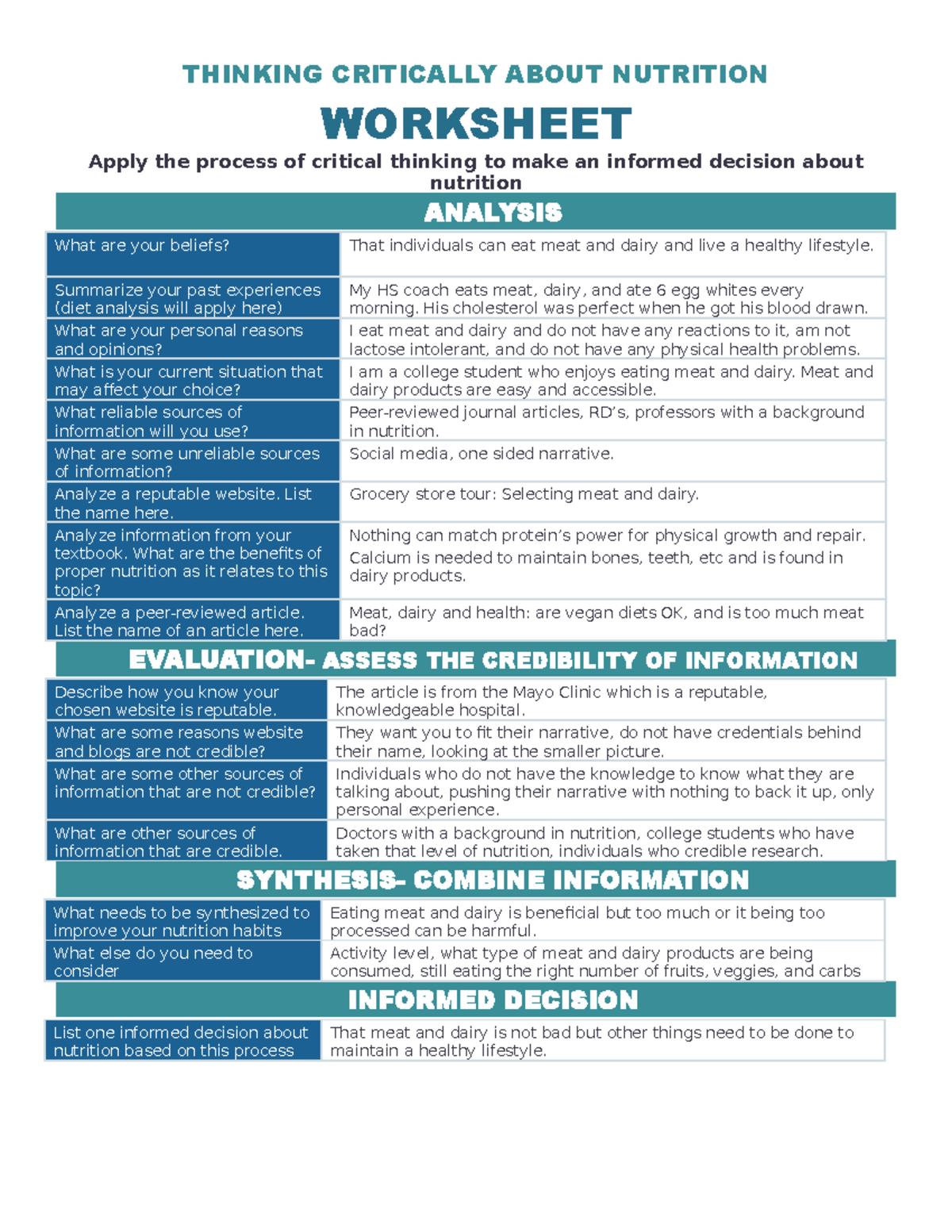 activity 11 wellness writing and critical thinking