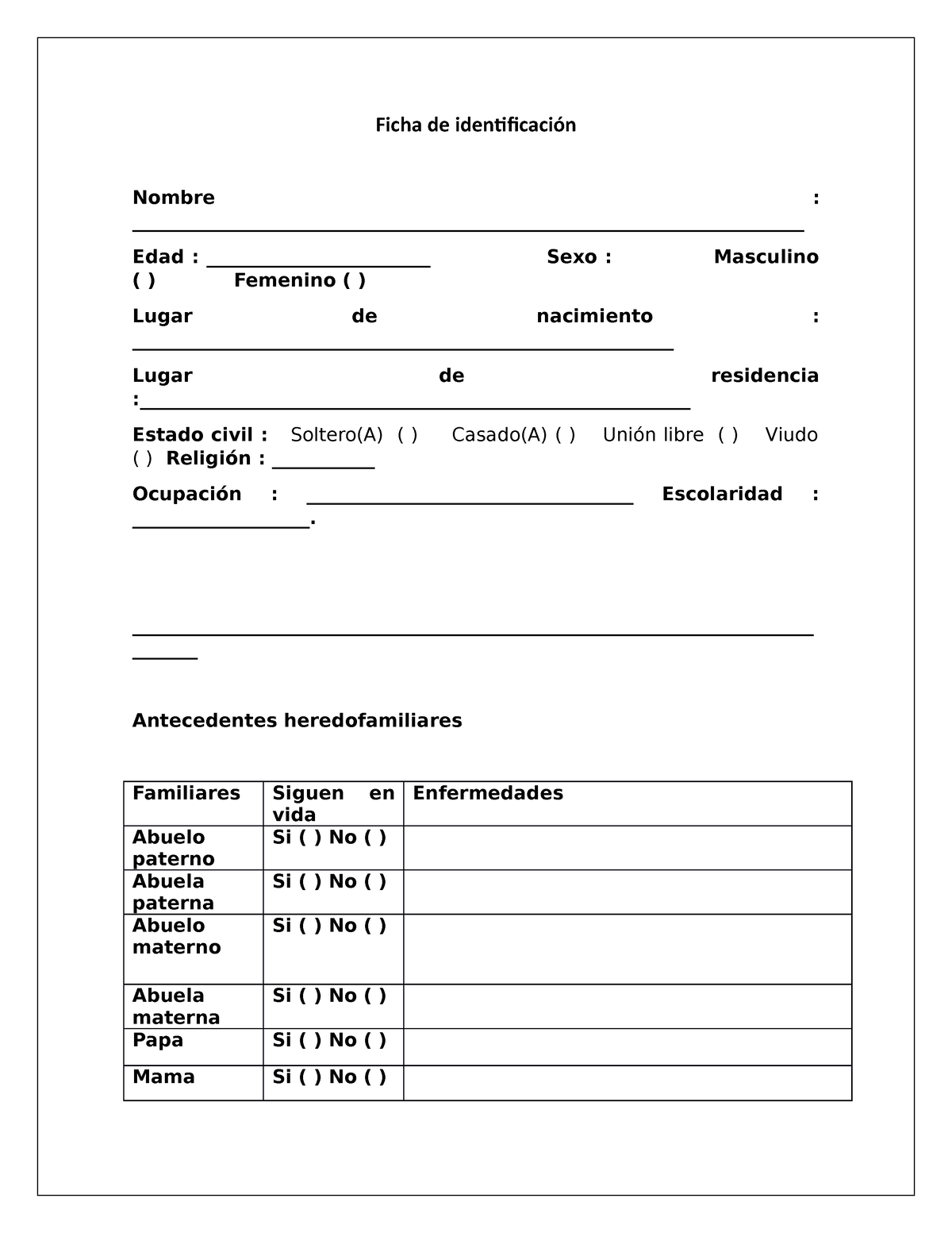 Expediente Clinico Norma 004 Ficha De Identificación Nombre Edad 4277