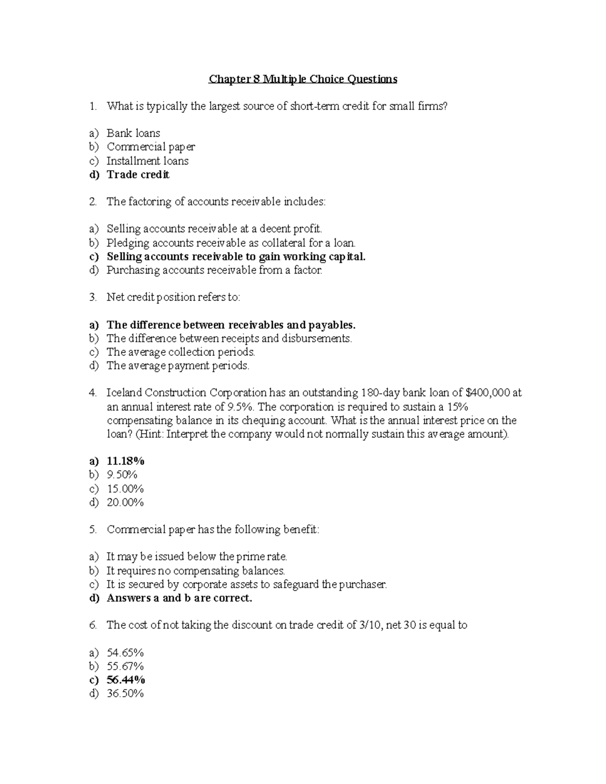 Chapter 8 Multiple Choice Questions - Chapter 8 Multiple Choice ...