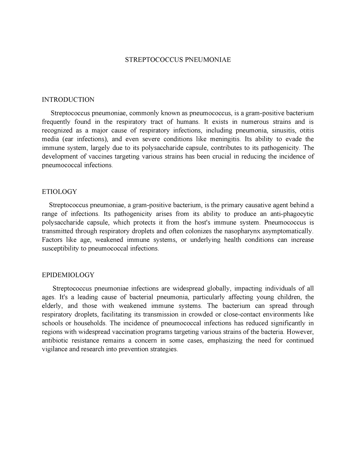 Streptococcus Pneumoniae - STREPTOCOCCUS PNEUMONIAE INTRODUCTION ...