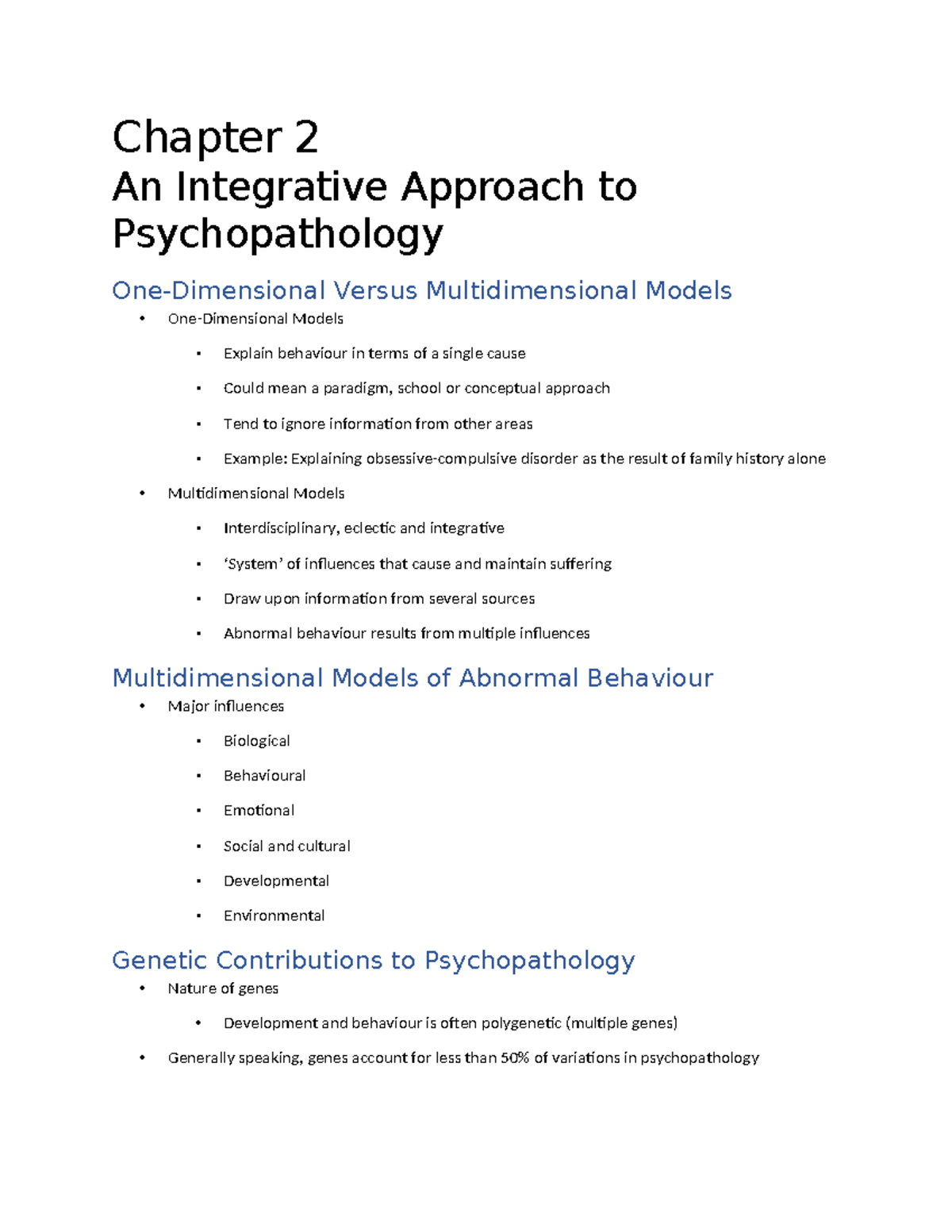 Chapter 2 - Only includes lecture notes. - Chapter 2 An Integrative ...