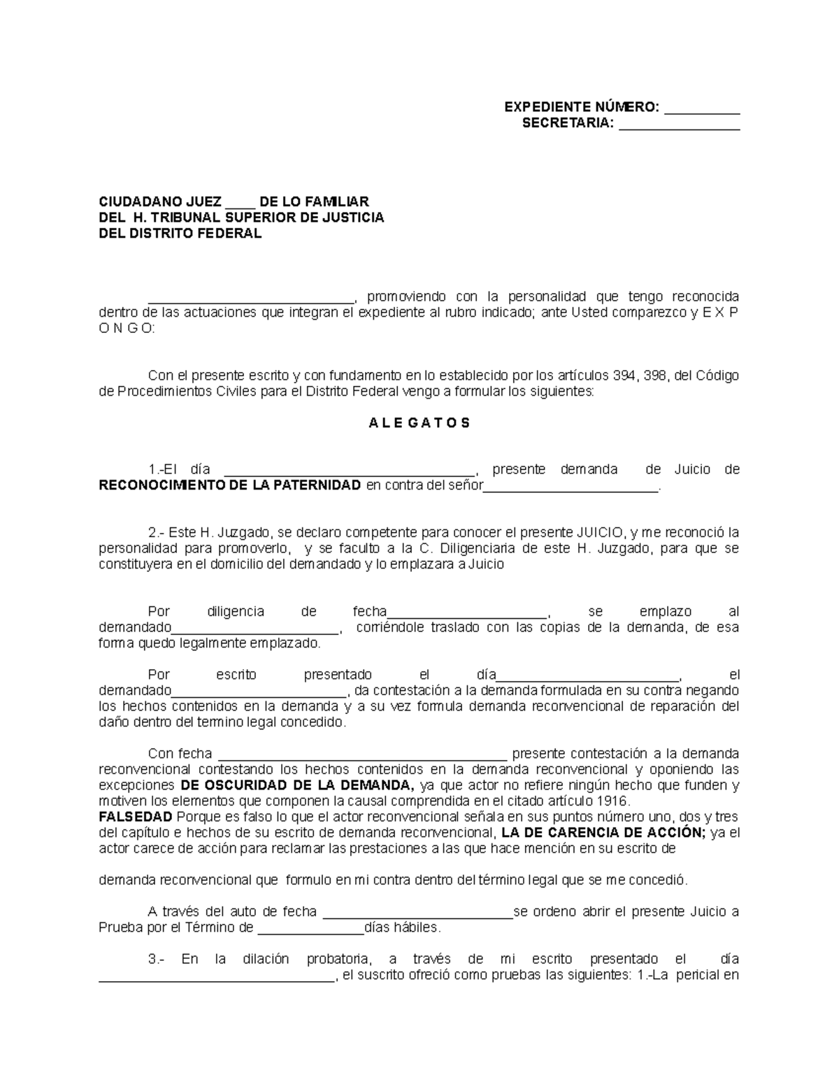 Alegatos de la parte actora juicio de reconocimiento de la paternidad ...