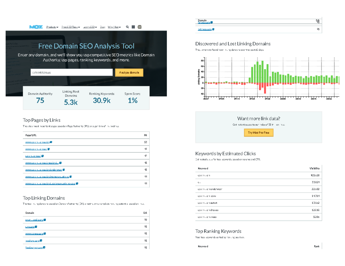 Domain Analysis SEO Tool Domain Authority Checker - Moz - Free Domain ...