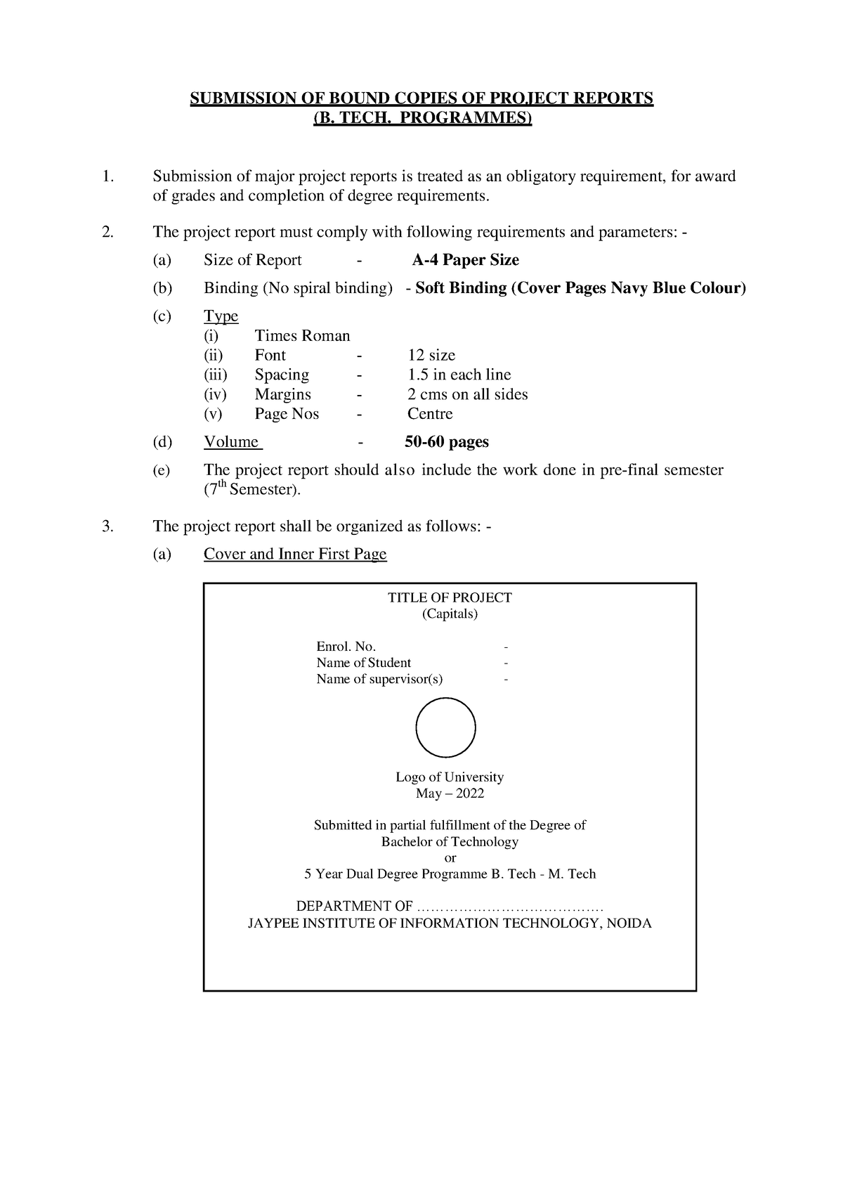 Project Report Format And Procedure Of Submission TITLE OF PROJECT   Thumb 1200 1696 