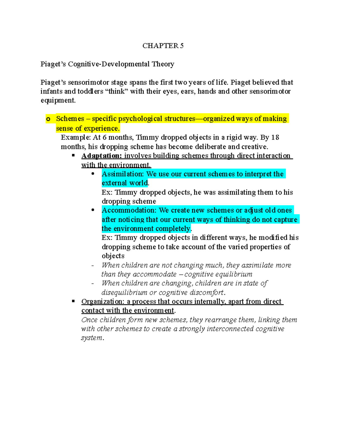 Chapter 5 - Textbook Summaries - Development Through The Lifespan ...