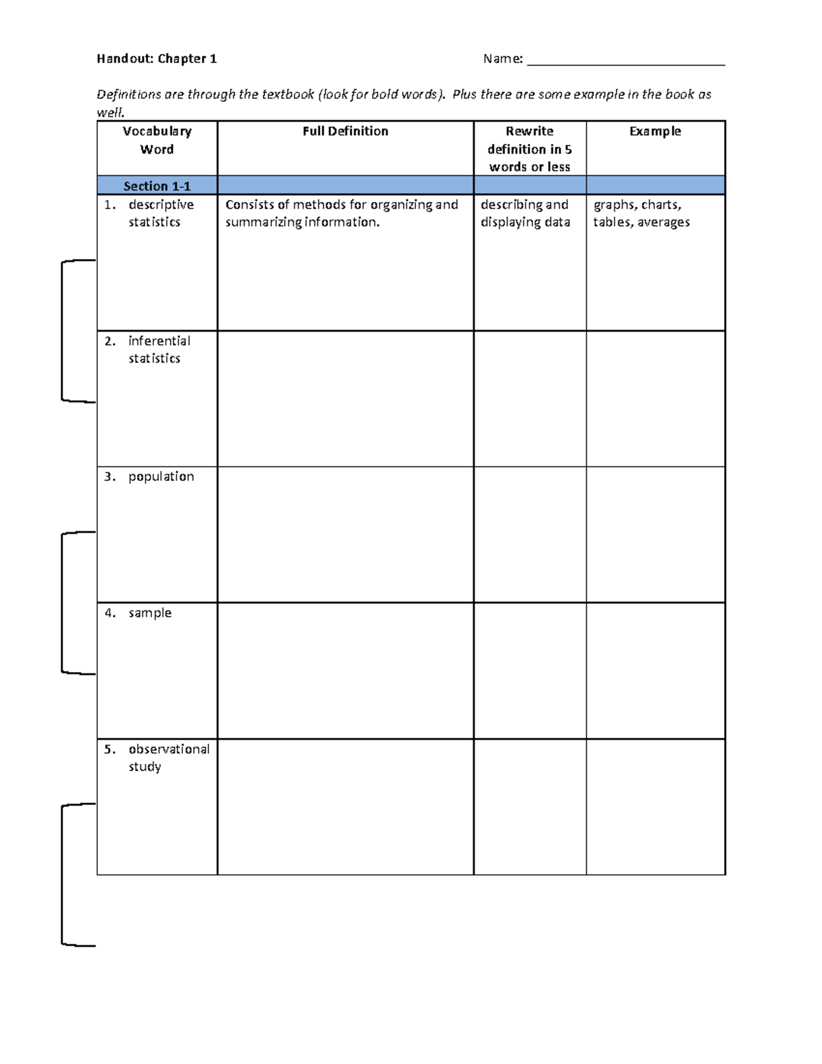 Handout Ch 1 - Definitions-1 - Handout: Chapter 1 Name ...