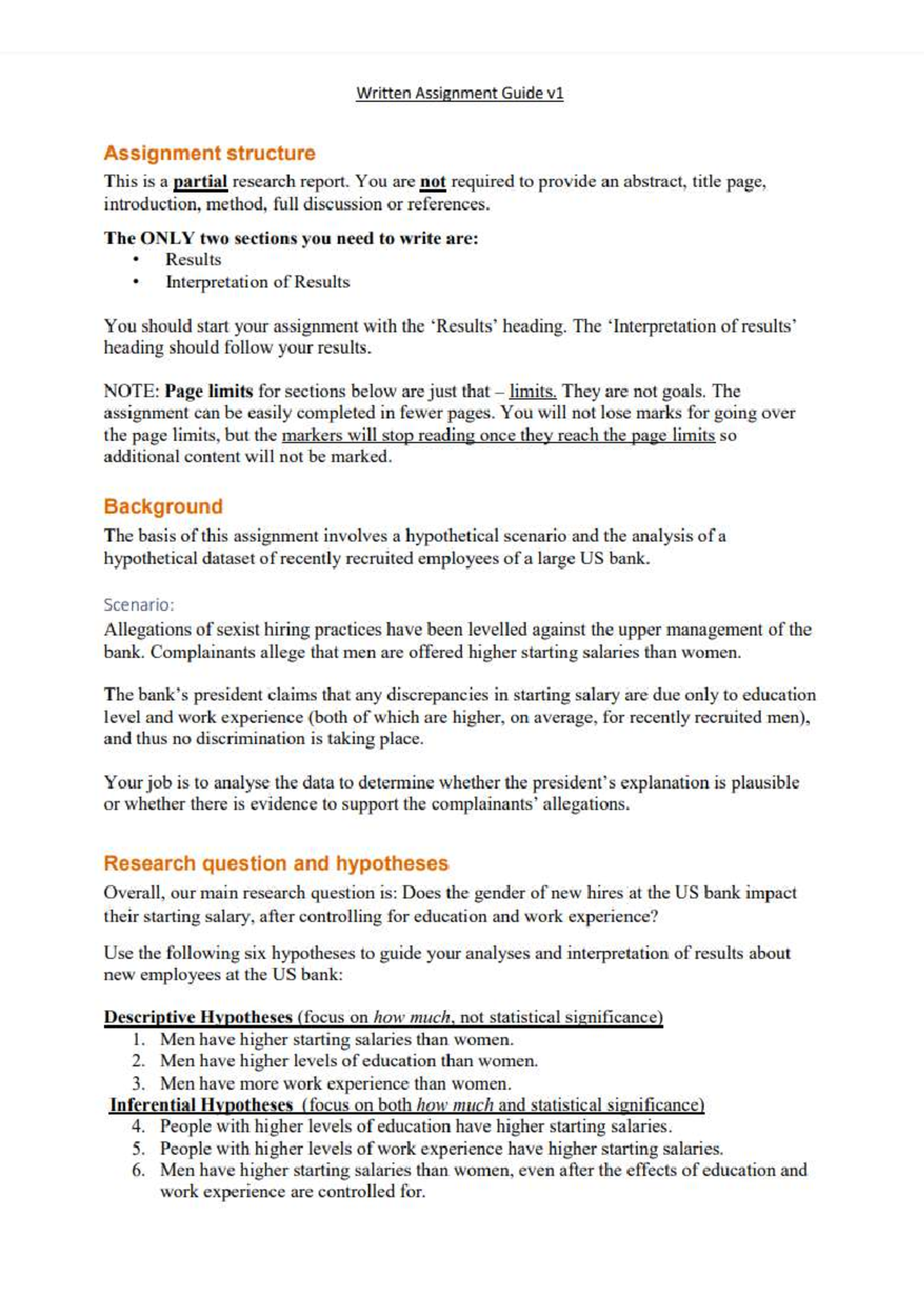 Written assignment guide page 2 - Research Design and Statistics - Studocu