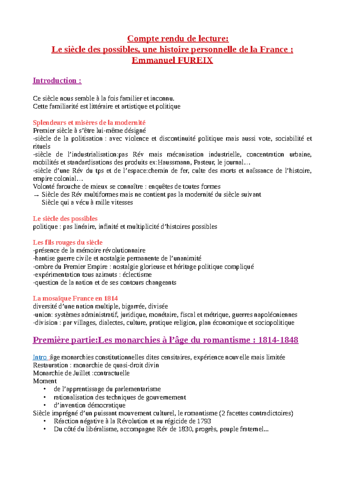 Fiche livre Le siècle des possibles - Compte rendu de lecture: Le ...