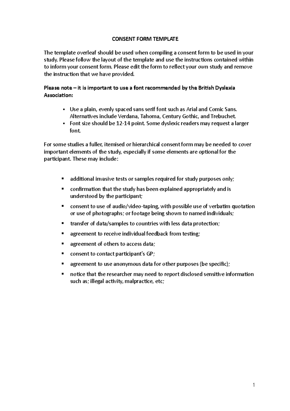 Guidelines for Participant Consent and Debriefing Forms - CONSENT FORM ...