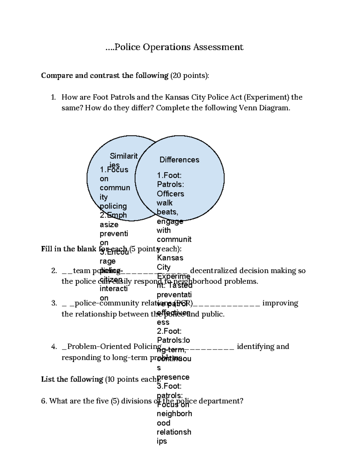 Copy of Police Operations Assessment - ... Operations Assessment ...