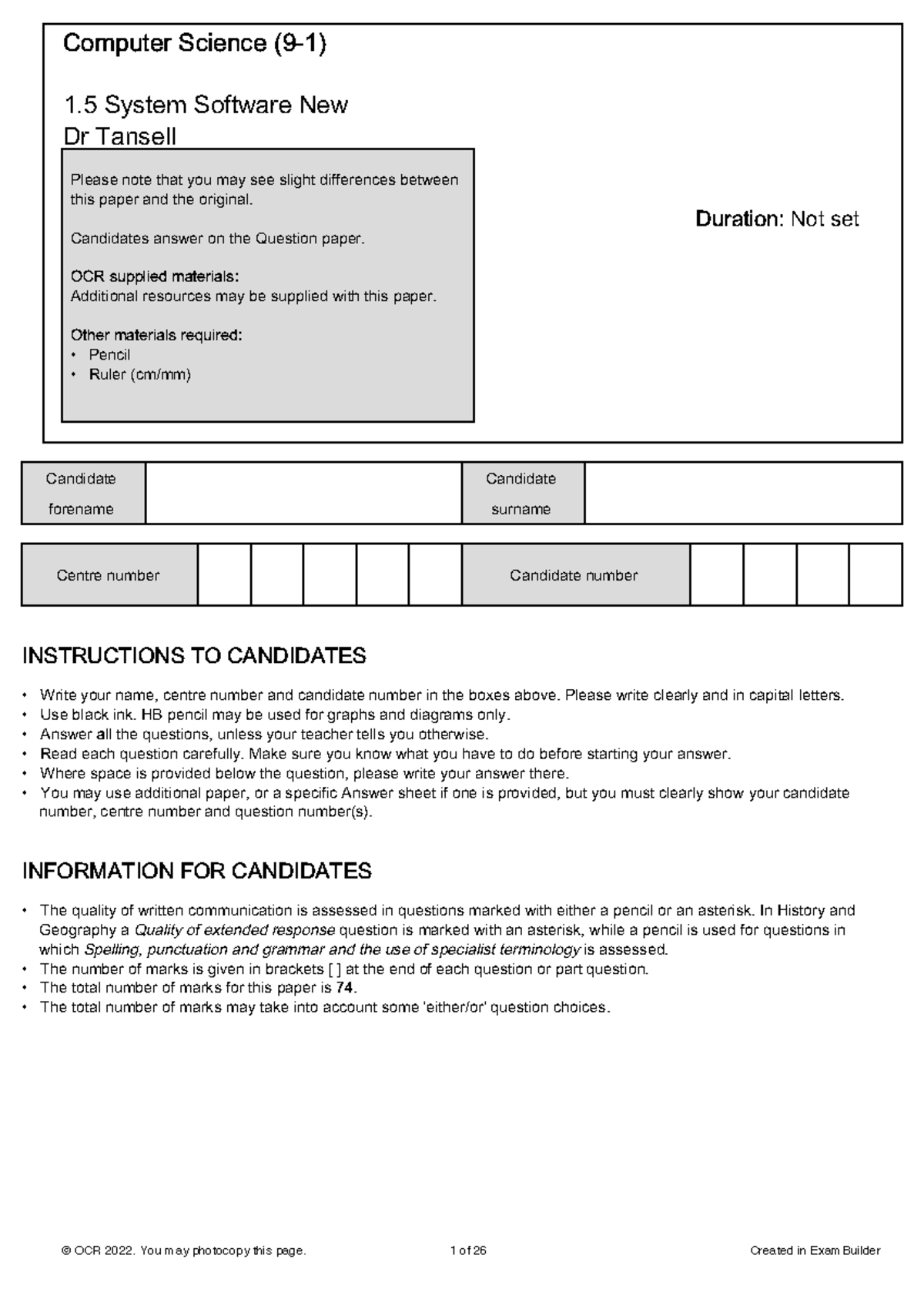 1.5 assessment for computer science - &RPSXWHU 6FLHQFH 6\VWHP 6RIWZDUH ...