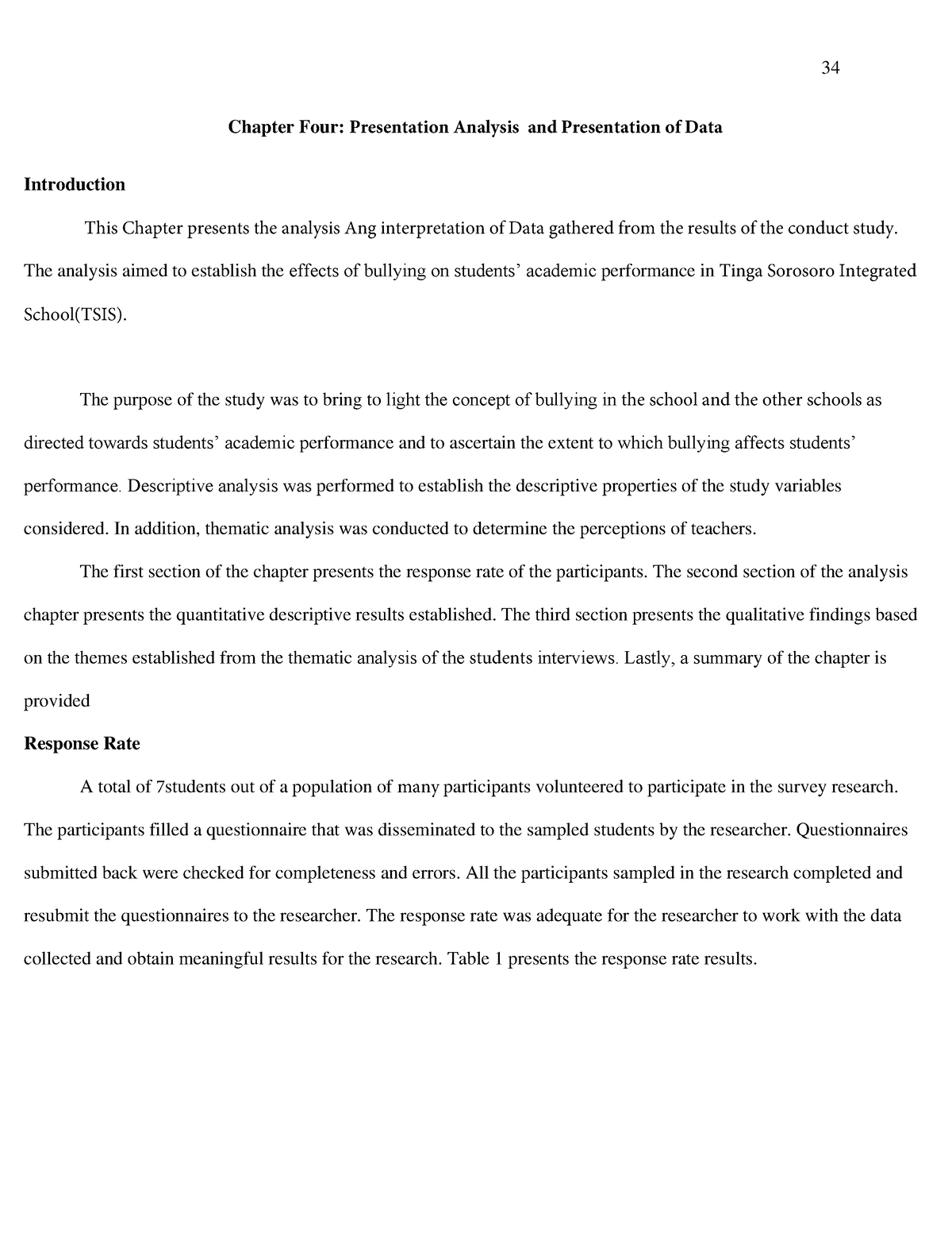 chapter 4 presentation analysis and interpretation of data about bullying