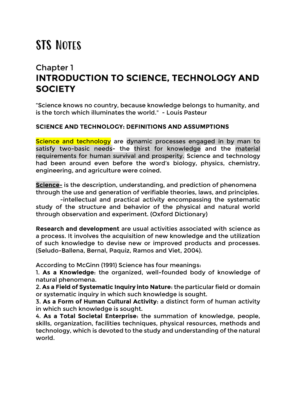 thesis about science and technology