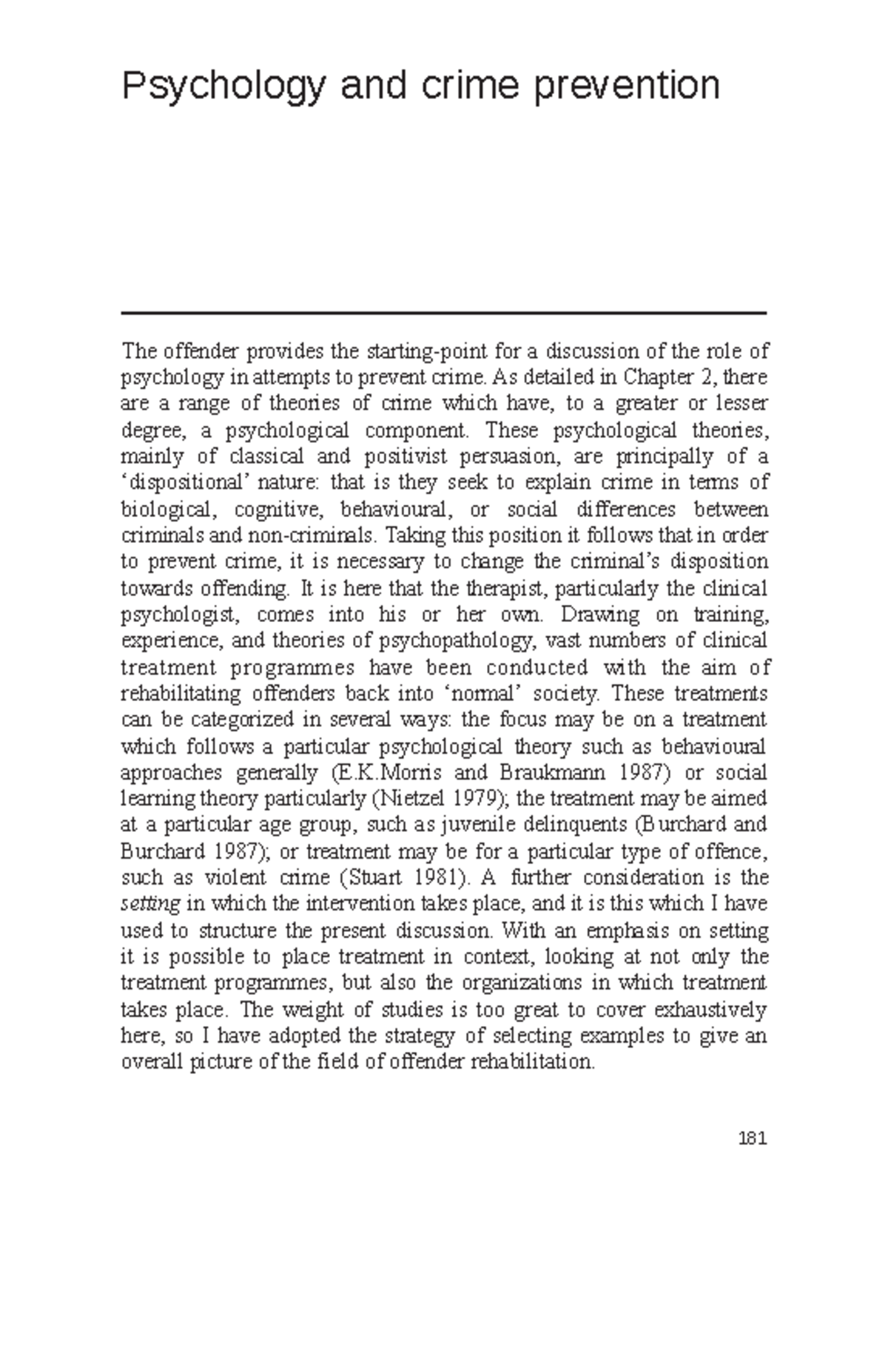 The Offender rehabilitation - Psychology and crime prevention - The ...