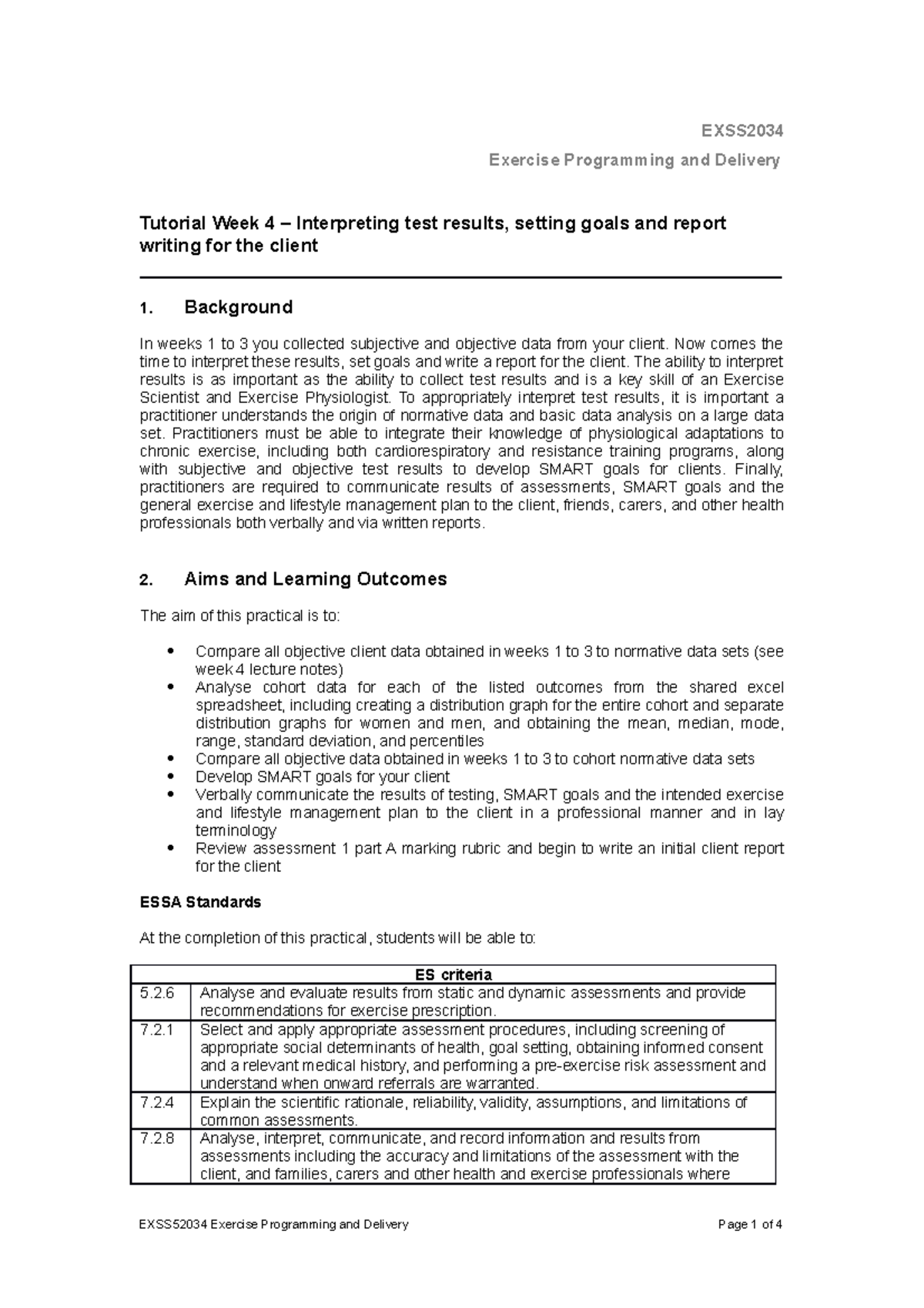 EXSS2034 Week 4 tutorial notes - EXSS Exercise Programming and Delivery ...