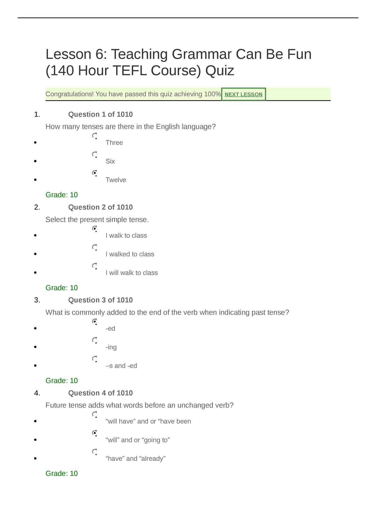 Lesson 6 Teaching Grammar Can Be Fun Question 1 Of 1010 How Many 