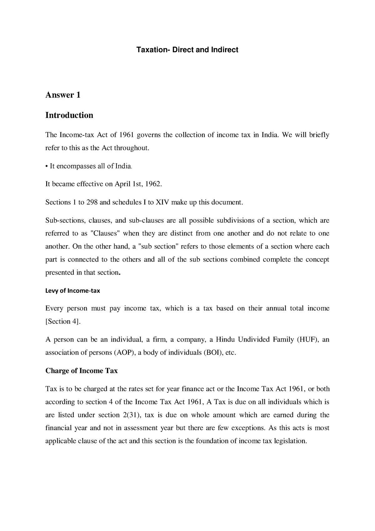 taxation assignment answers