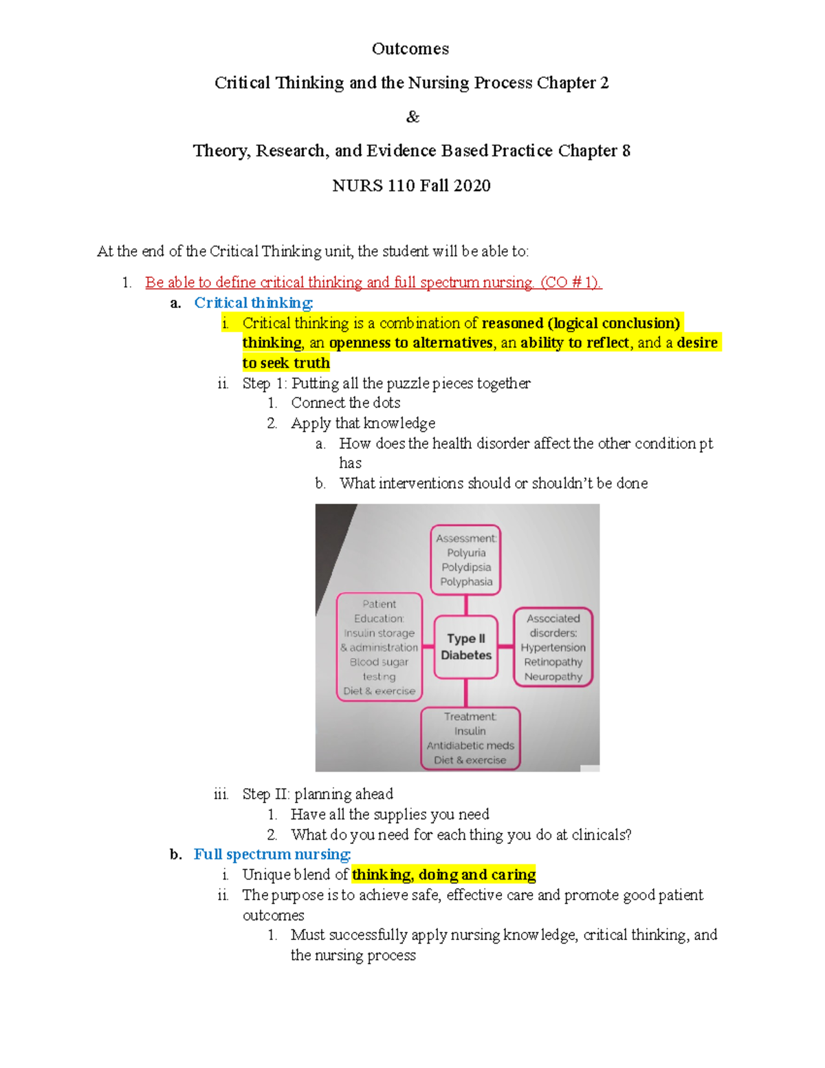 demonstrated critical thinking around evidence based practice