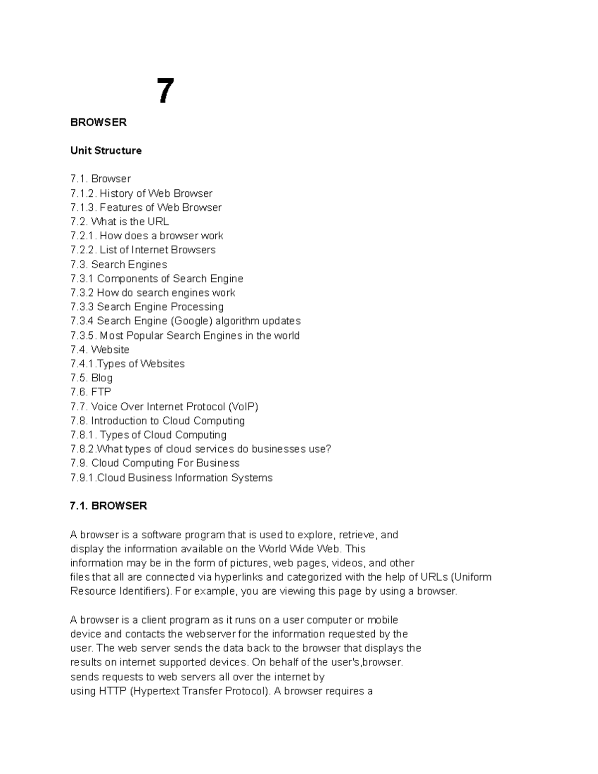 Information Technology-11 - 7 BROWSER Unit Structure Browser 7.1 ...