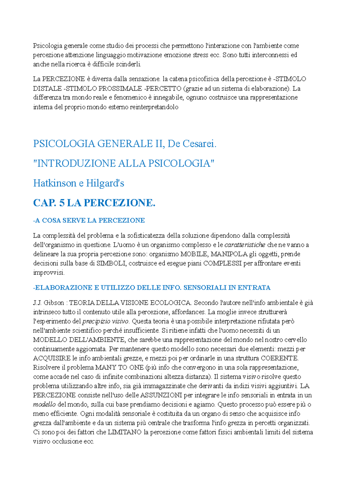 Psicologia Generale Capitoli E Psicologia Generale Come Studio Dei Processi Che