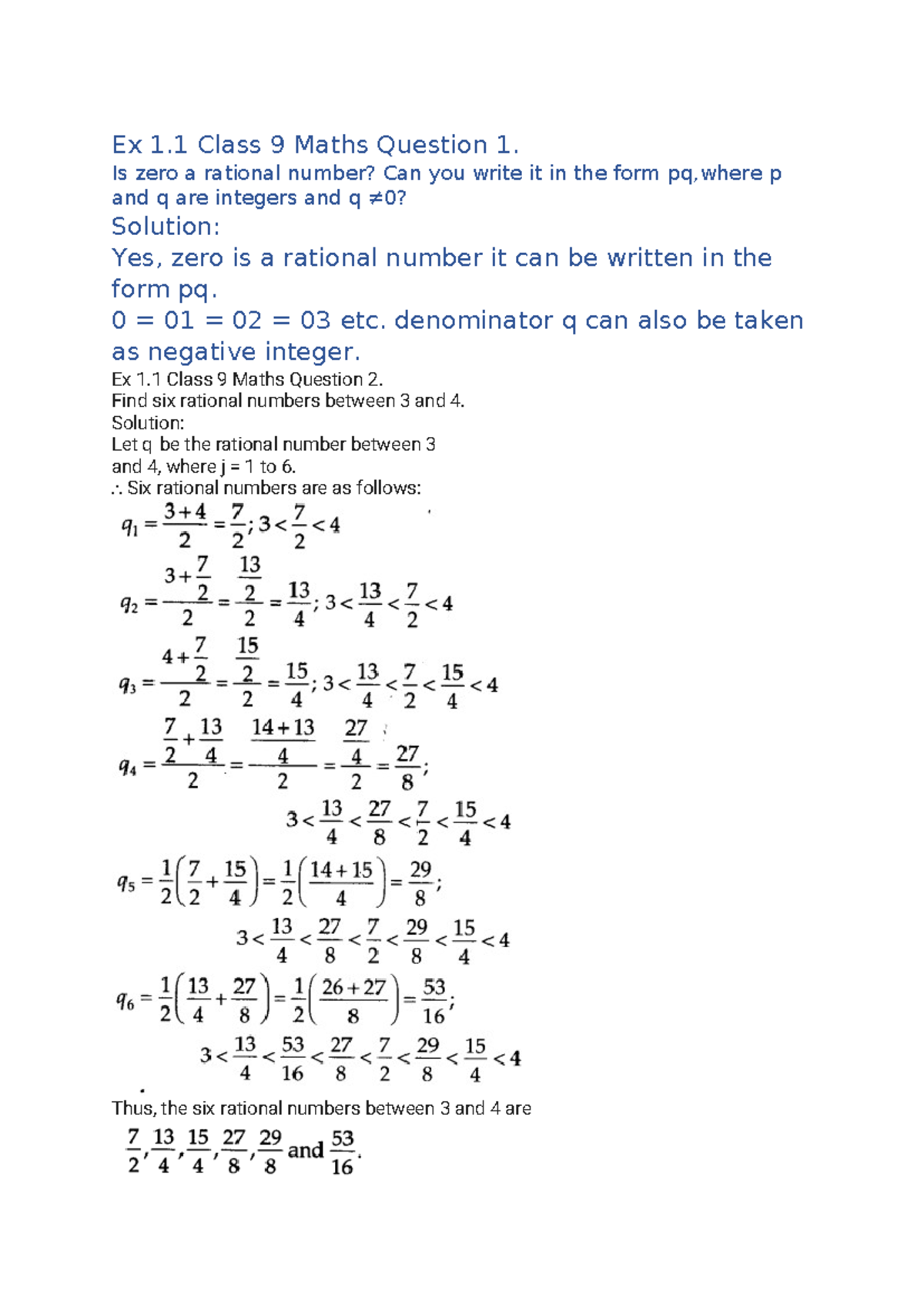 Real numbers - document attache - Ex 1 Class 9 Maths Question 1. Is ...