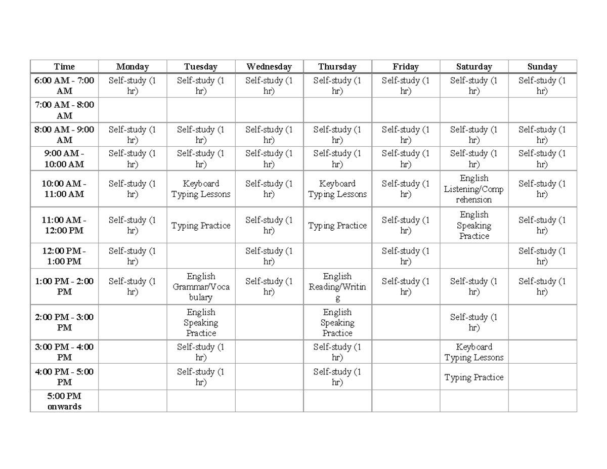 Time - Managing your time with english learning - Time Monday Tuesday ...