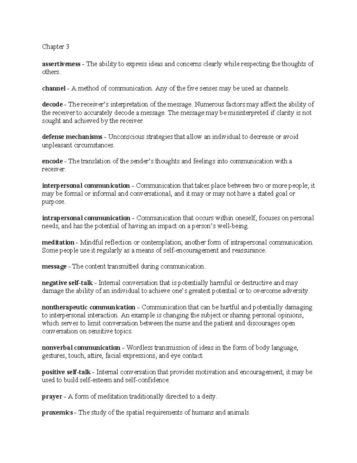 Chapter 3: Key Terms in Communication Theory - Chapter 3 assertiveness ...