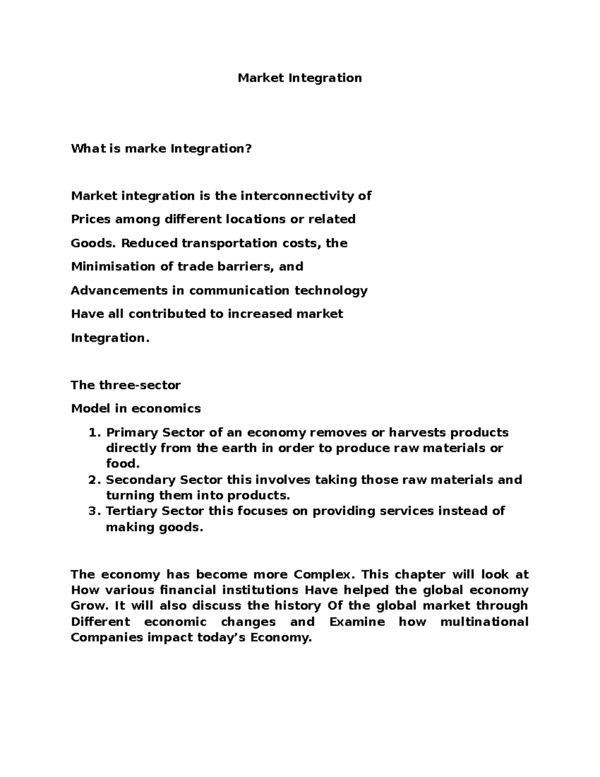 Market-Integration - Notes THE CONTEMPORARY WORLD - Market Integration ...