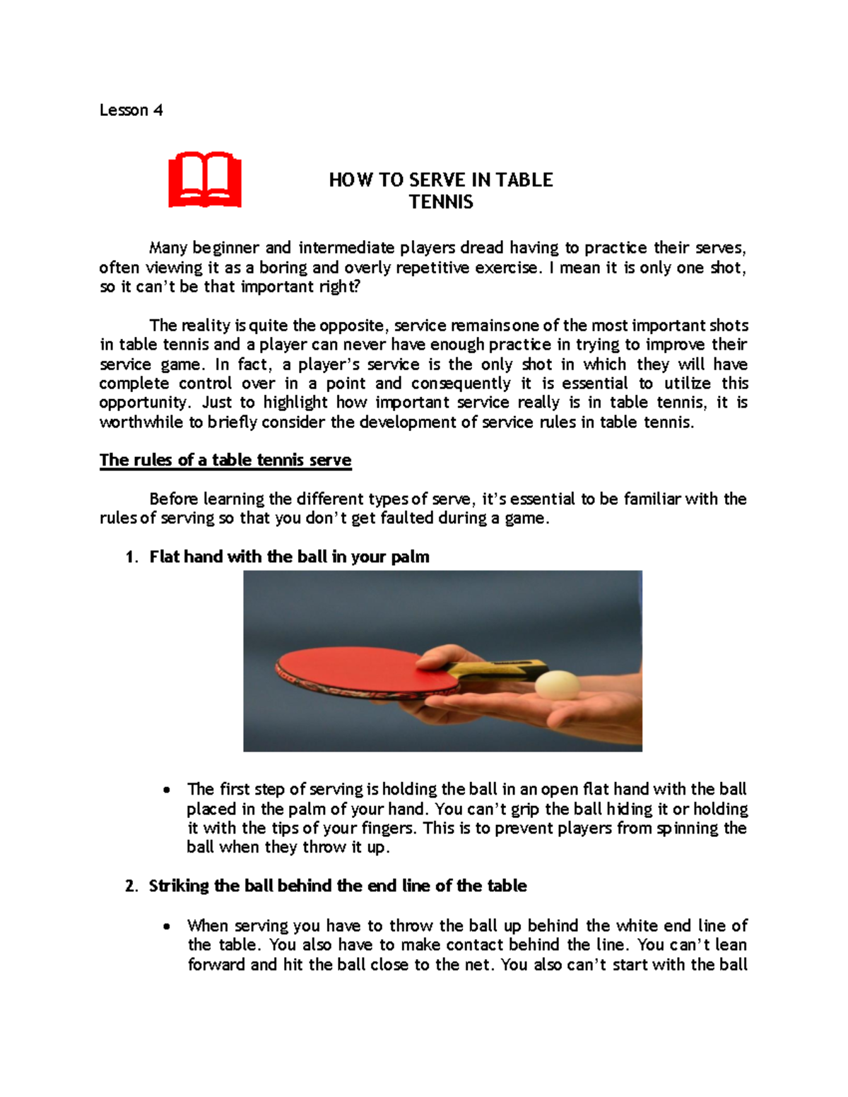 How to Serve in Table Tennis - Lesson 4 Many beginner and intermediate ...