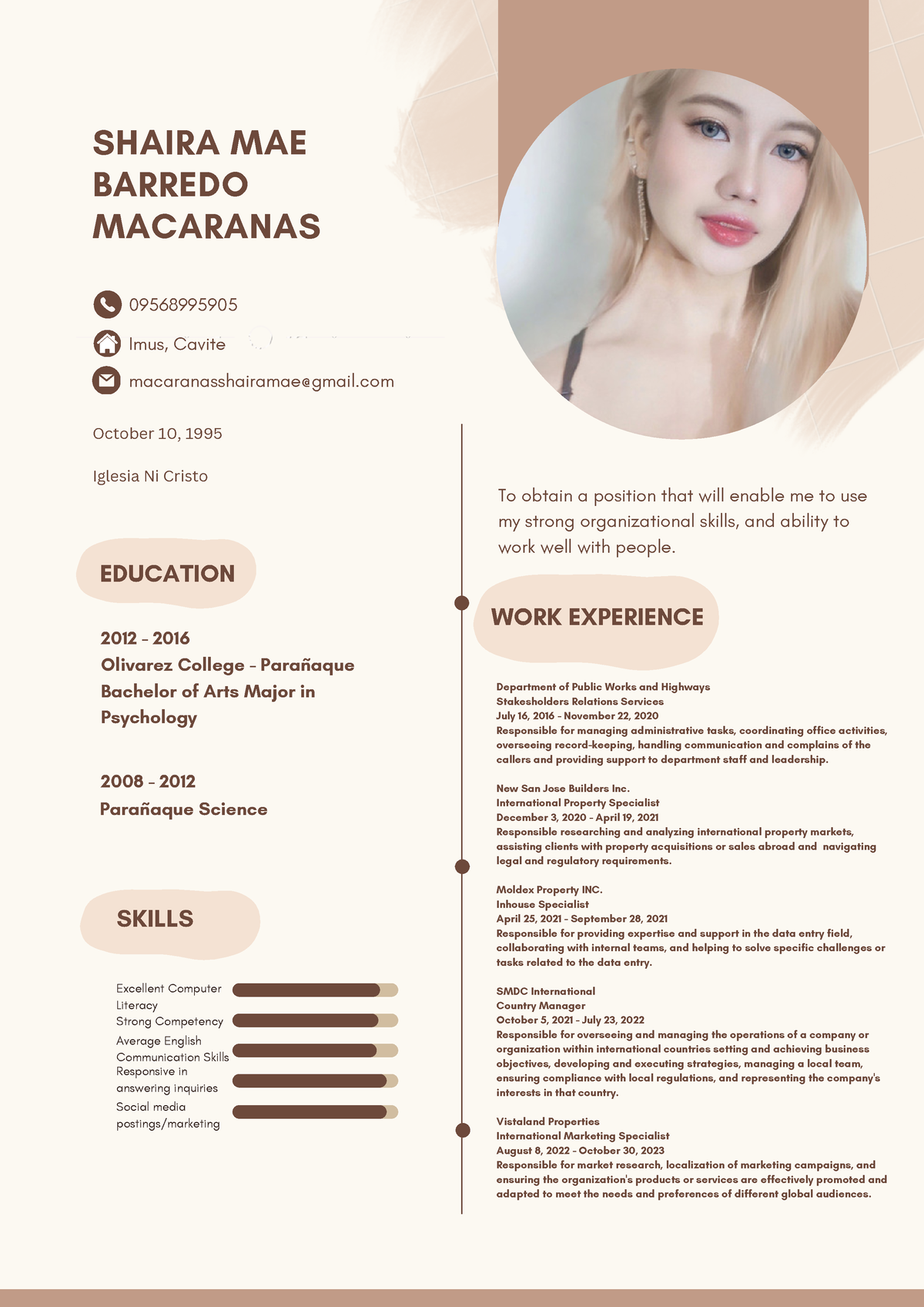 Brown Cream Aesthetic Minimalist Graphic Designer Resume 20231104 ...