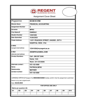 regent business school assignment answers