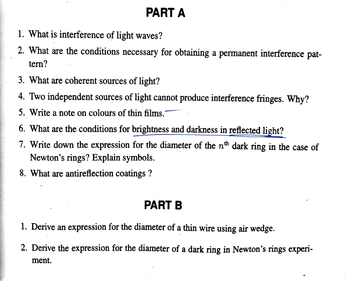 M2- Engg Phy-B Questions - PART A 1. What Is Interference Of Light ...