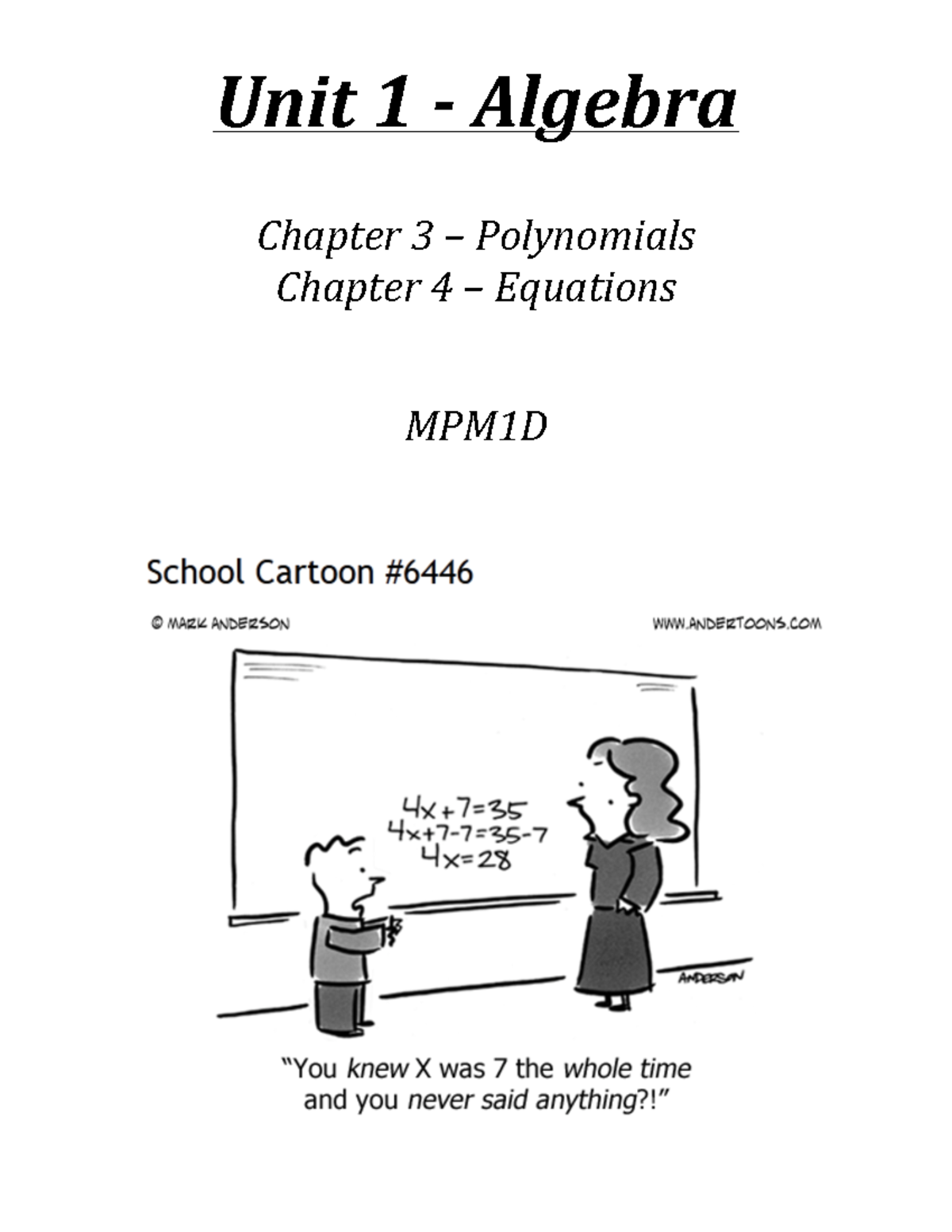 Chapter 3 Polynomials Unit Package - MATH 2413 - Studocu