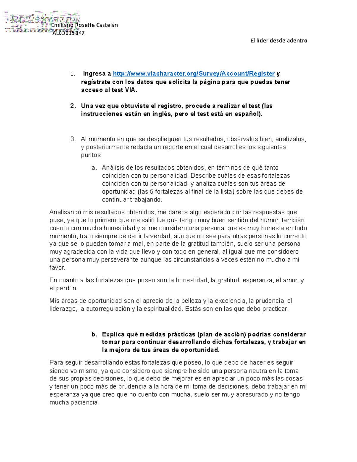 El lider desde adentro Act 1 - Emiliano Rosette Castelán AL El líder ...