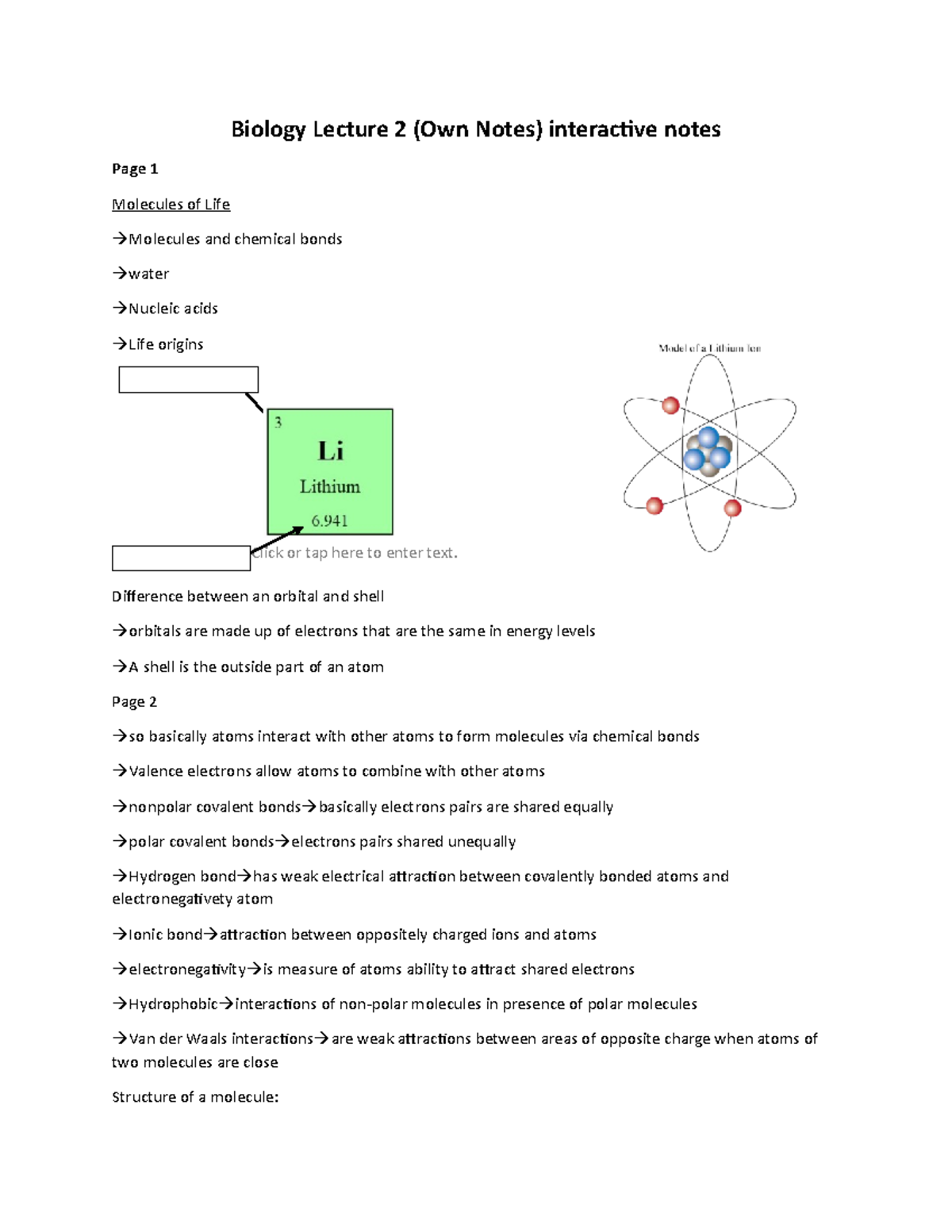 Biology Lecture 2 own notes - Biology Lecture 2 (Own Notes) interactive ...
