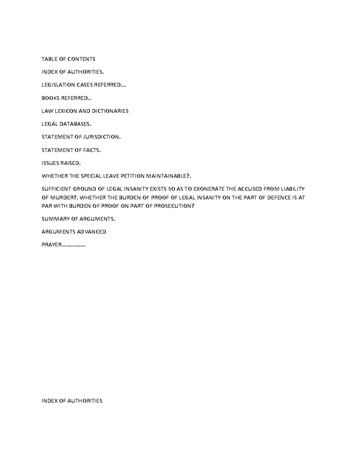 Document - Project - TABLE OF CONTENTS INDEX OF AUTHORITIES ...