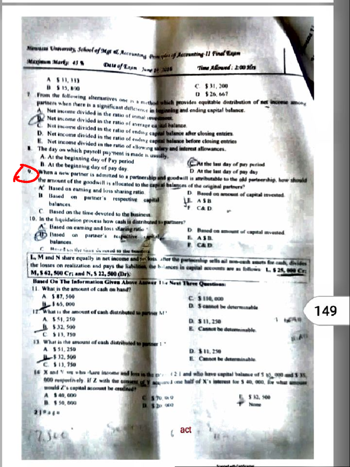Hu acct final exam 2016 - Principles of Accounting 2 - Studocu