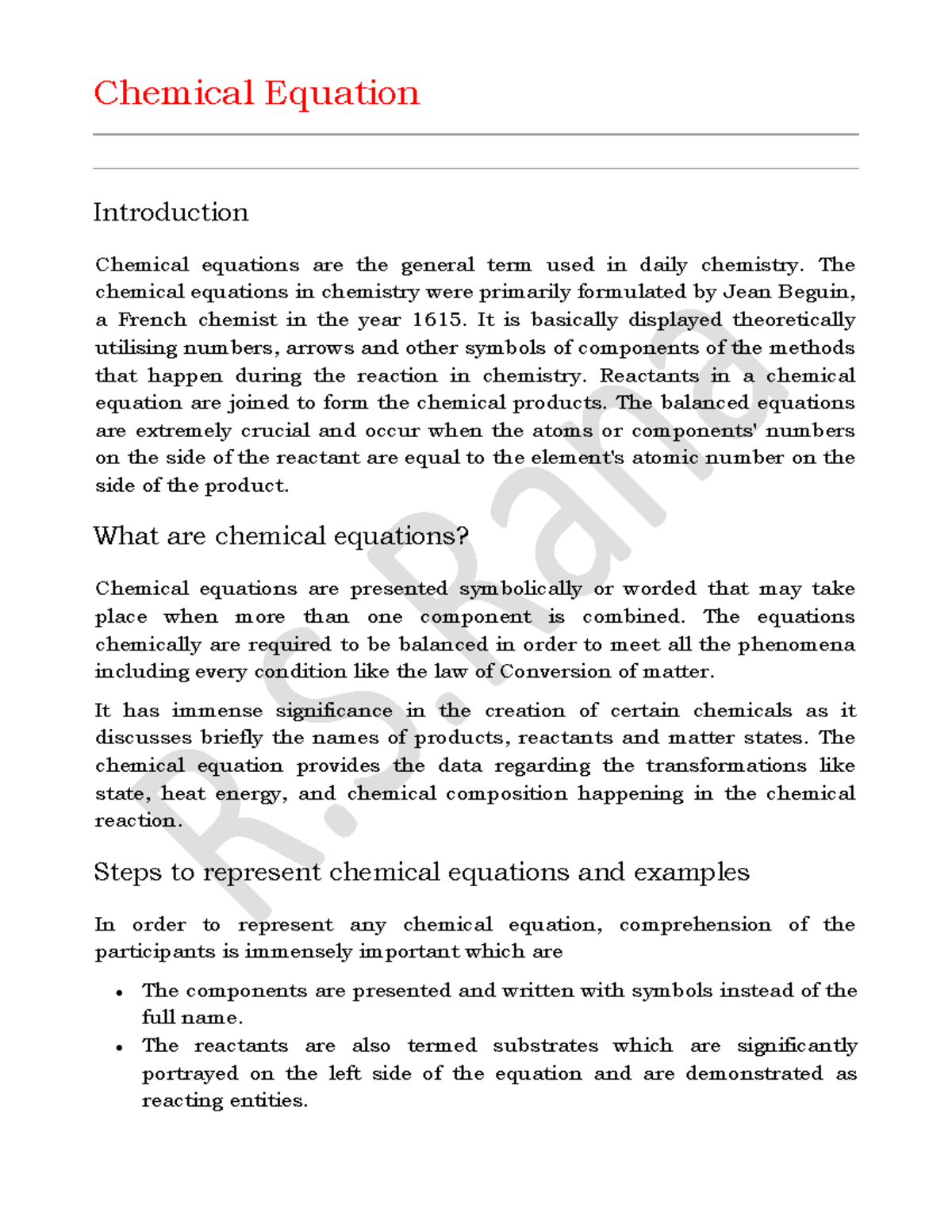 Chemical Equation - Chemical Equation Introduction Chemical equations ...