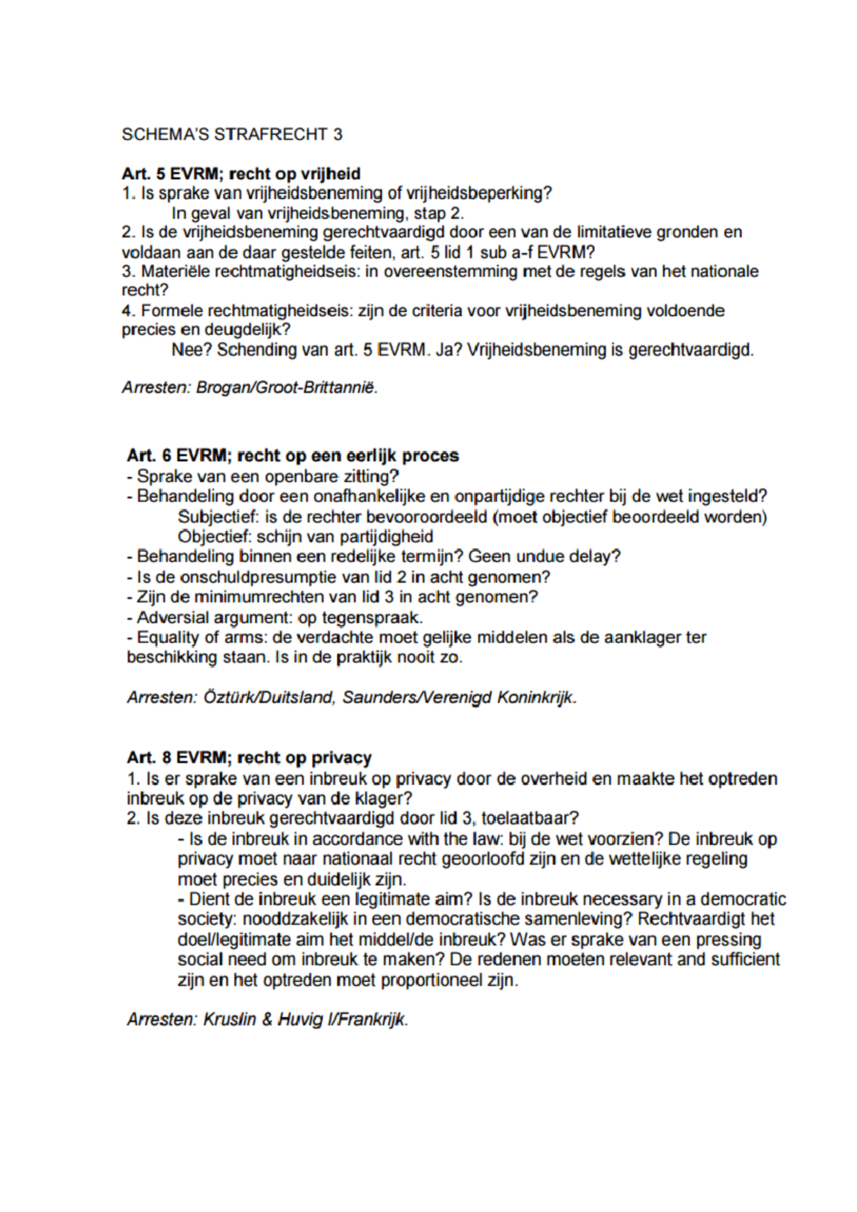 Strafrecht 3, Schema's - Materieel Strafrecht - Studeersnel