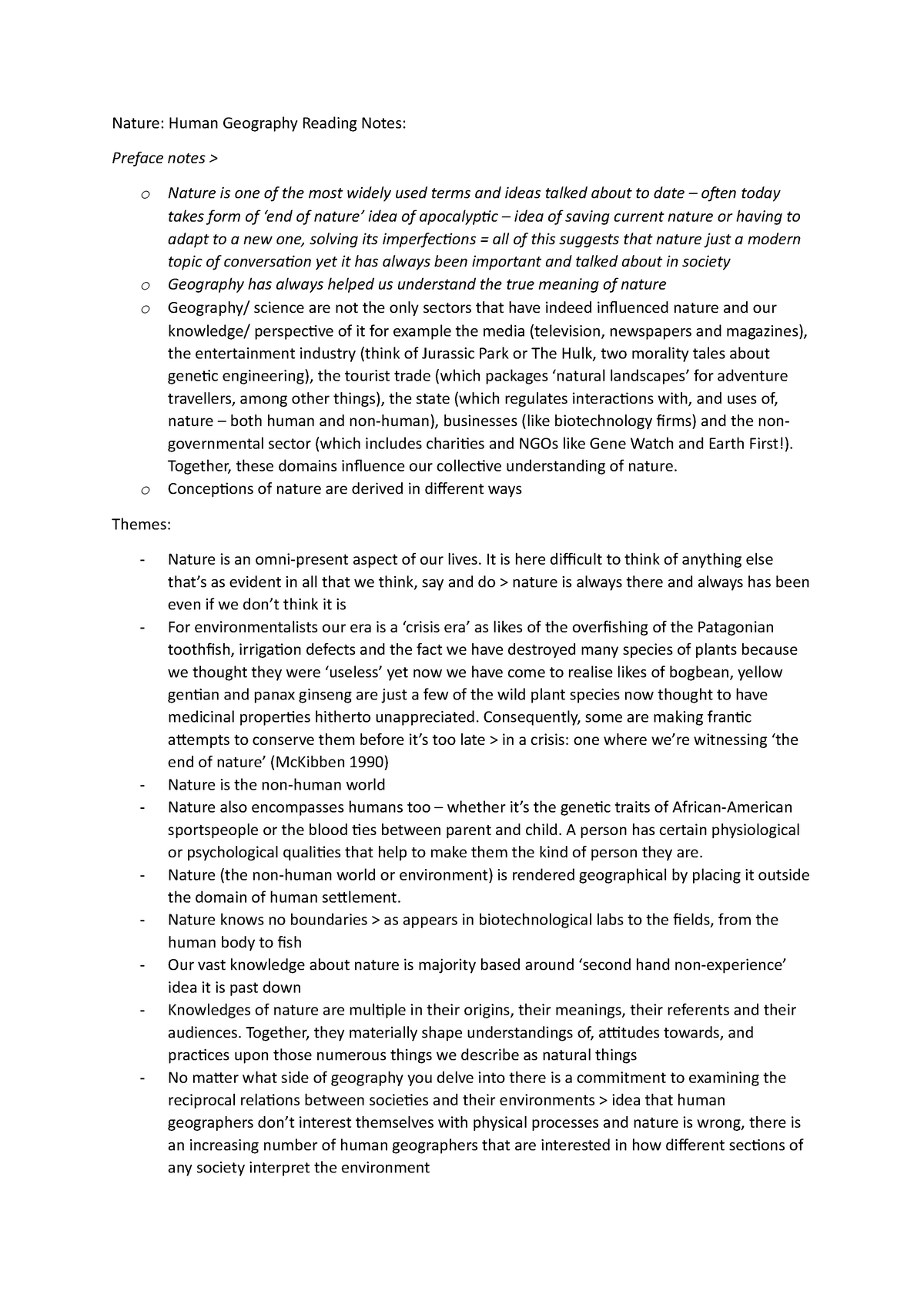 Nature Human Geo Notes - Nature: Human Geography Reading Notes: Preface ...