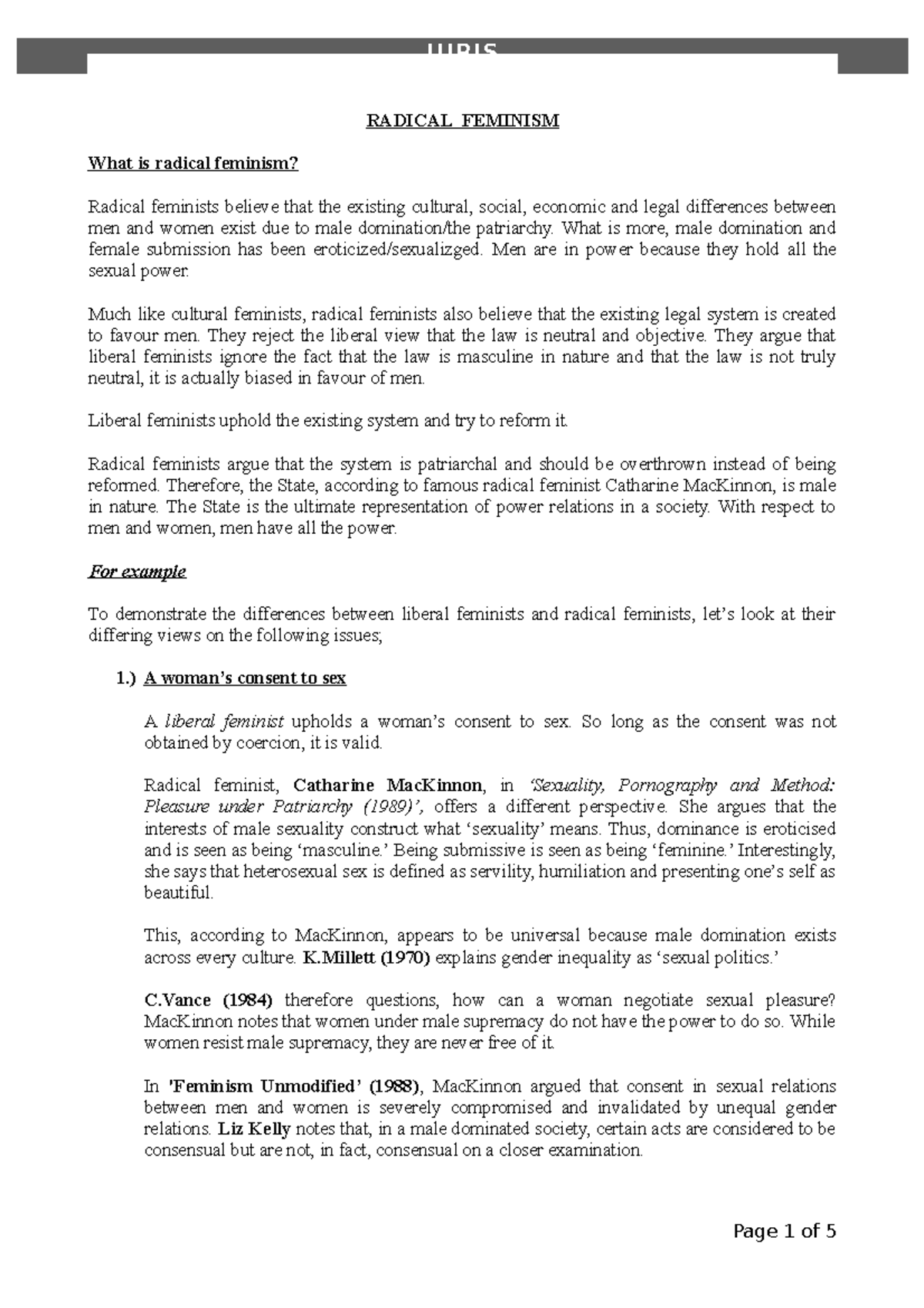 2. Radical Feminism RADICAL FEMINISM What is radical feminism